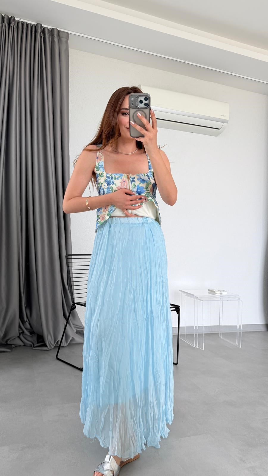 Bebe Mavisi Stella Kırışık Etek