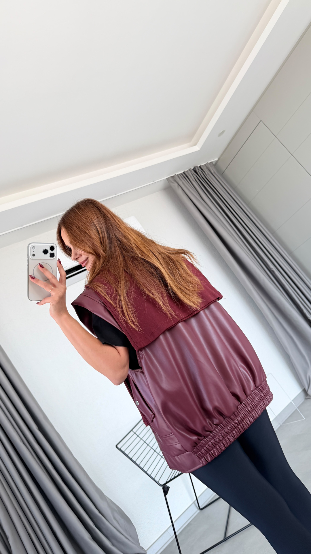 Mürdüm Kohan Premium Oversize Deri Yelek
