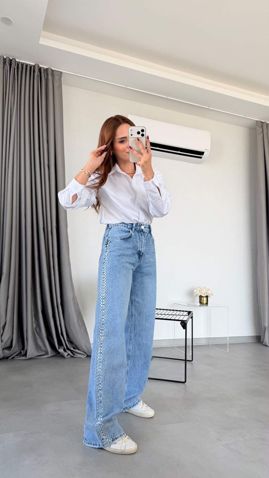 Mavi Harlow Yanları Taş Detaylı Denim Pantolon