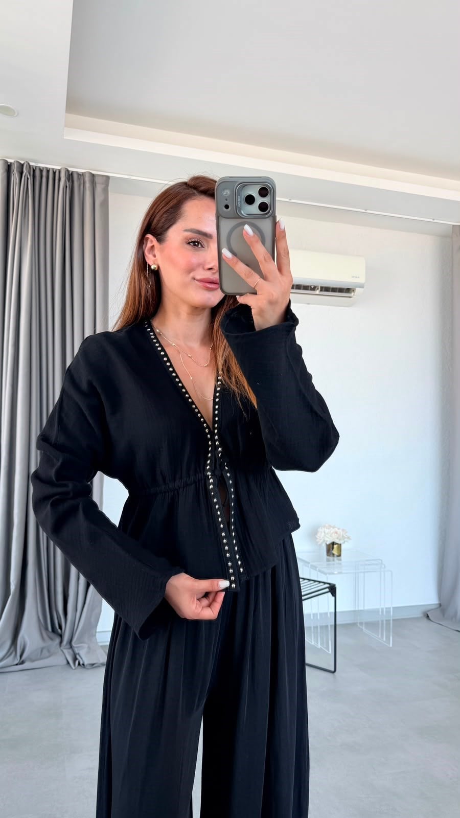 Siyah Maven Taş Detaylı Bolero