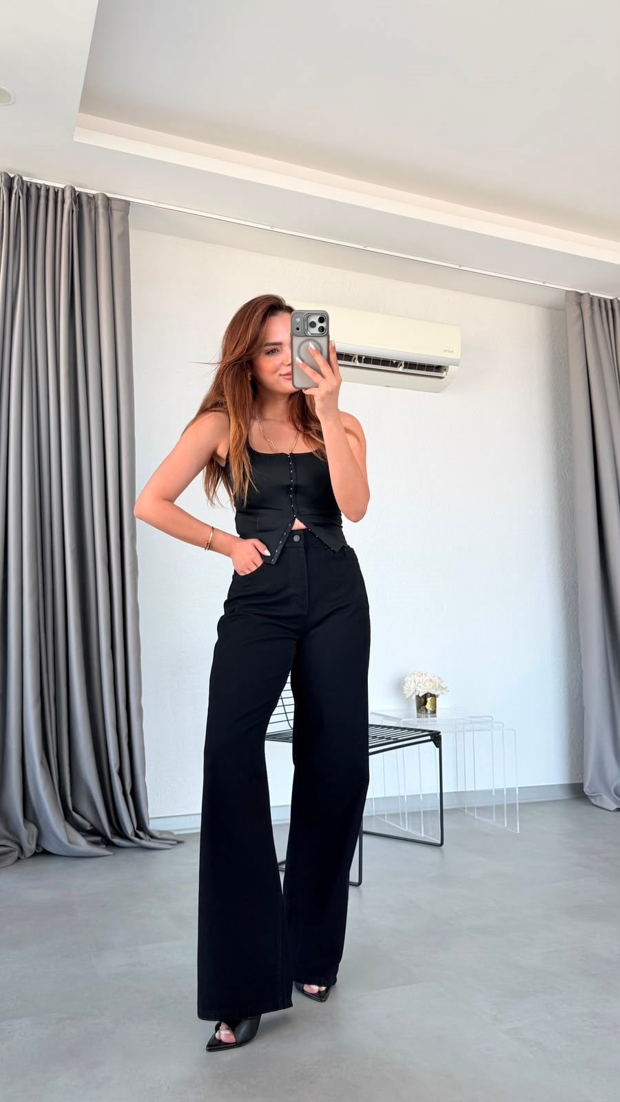 Siyah Harmony Geniş Paça Jean