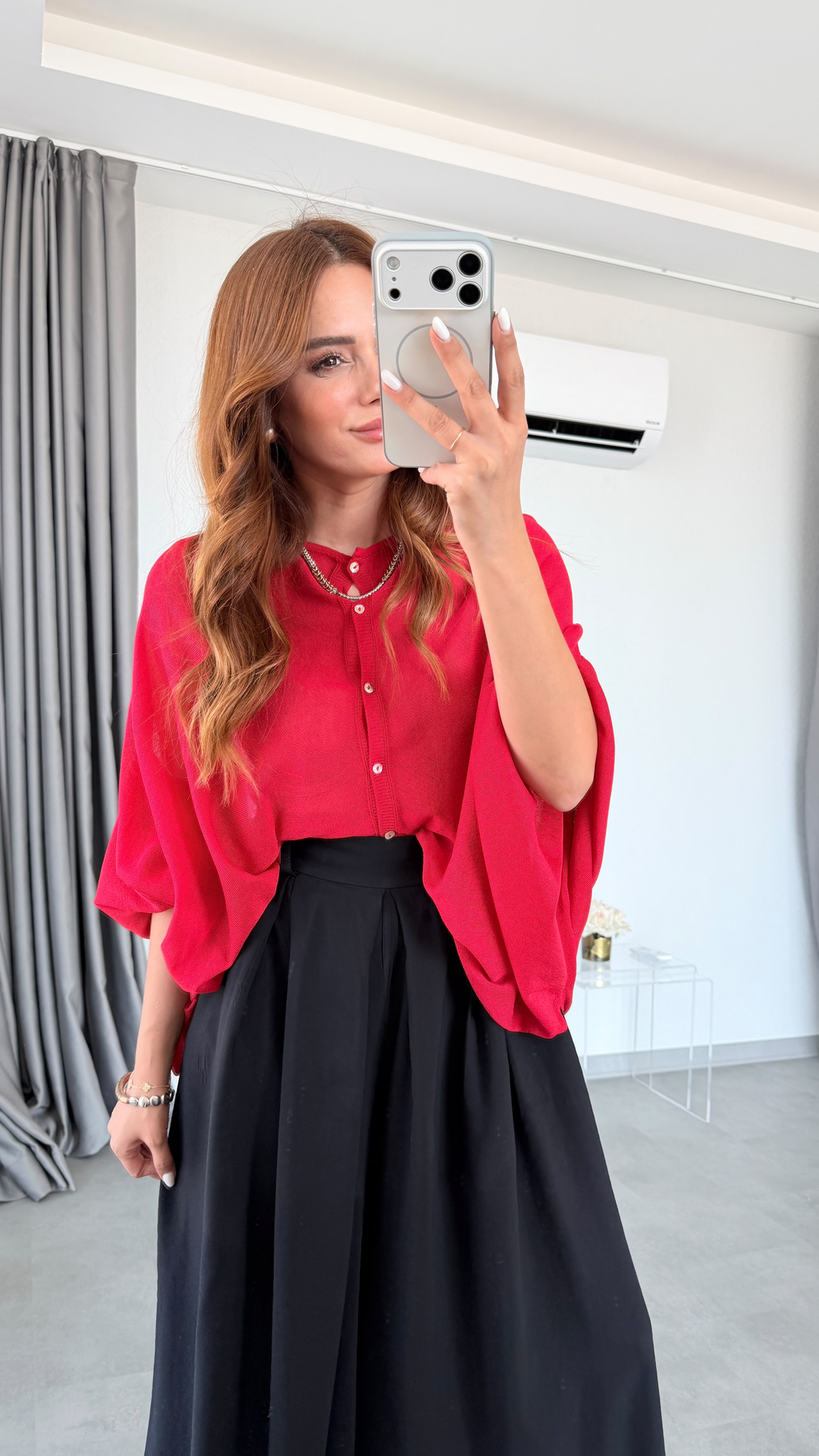 Siyah Vilan Kemerli Etekli Pantolon