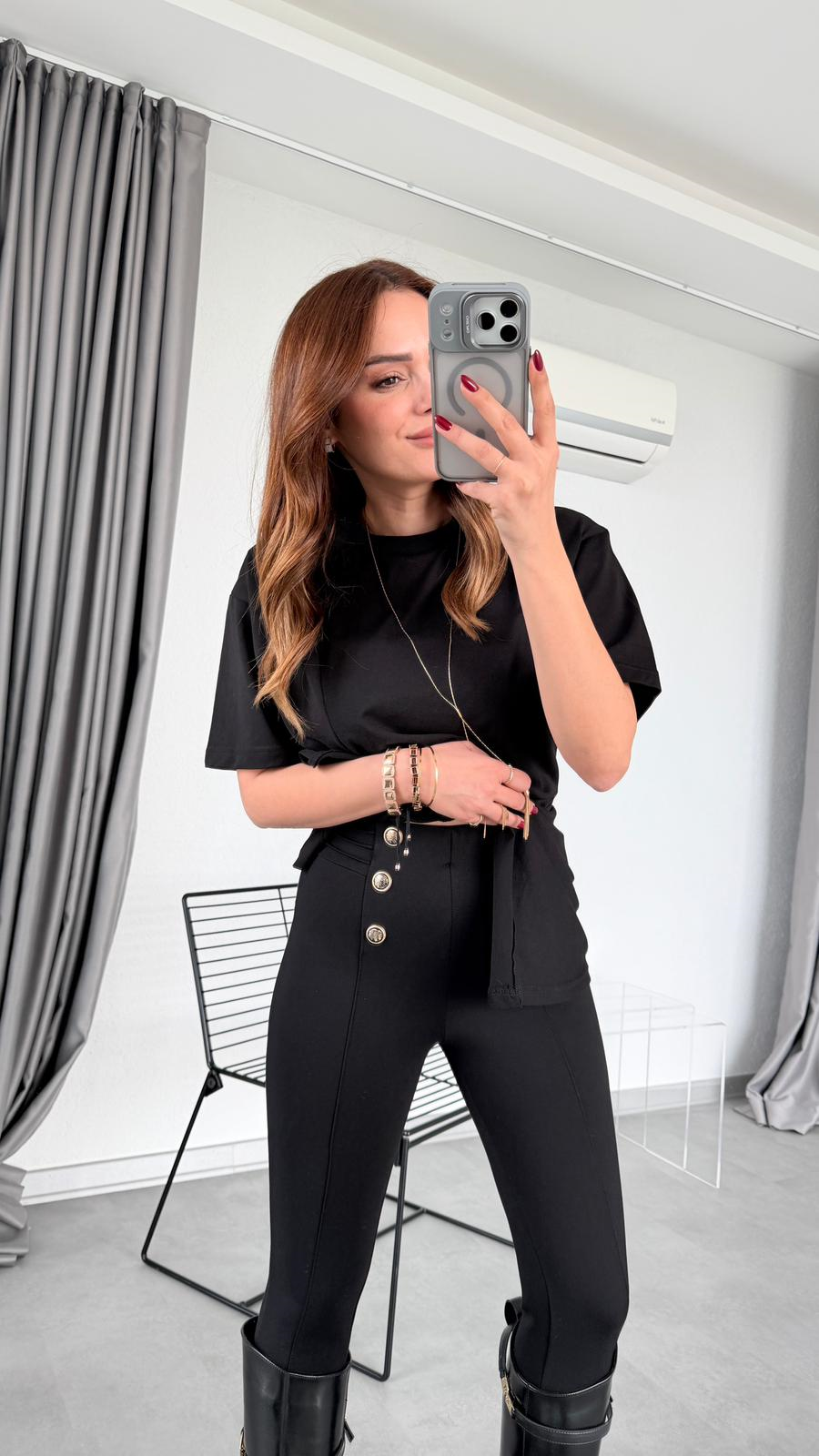 Dariya Taş Detaylı Çelik Tayt