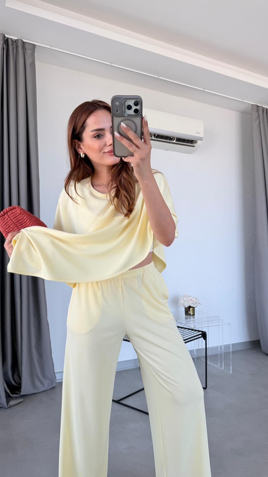 Sarı Imperia Asimetrik Kesim Modal Takım