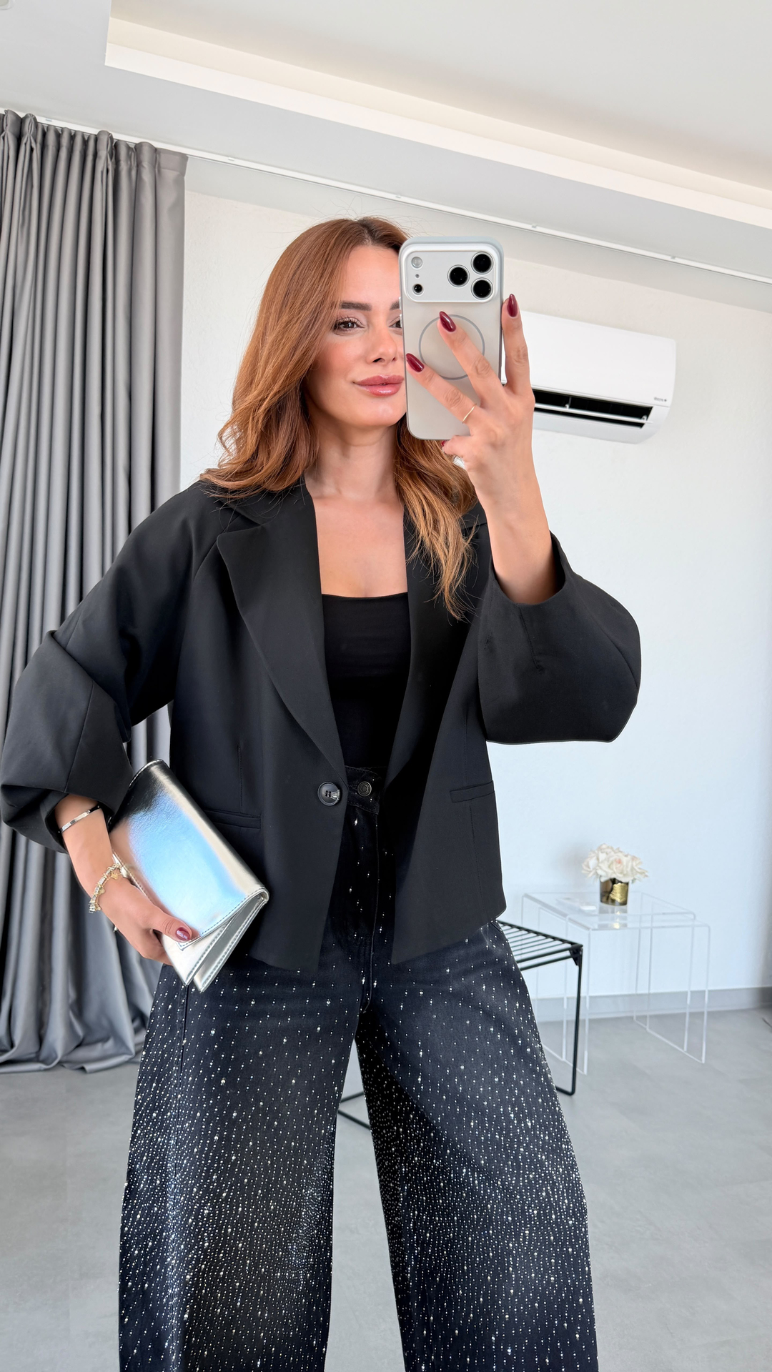 Siyah Nola Balon Kol Blazer Ceket