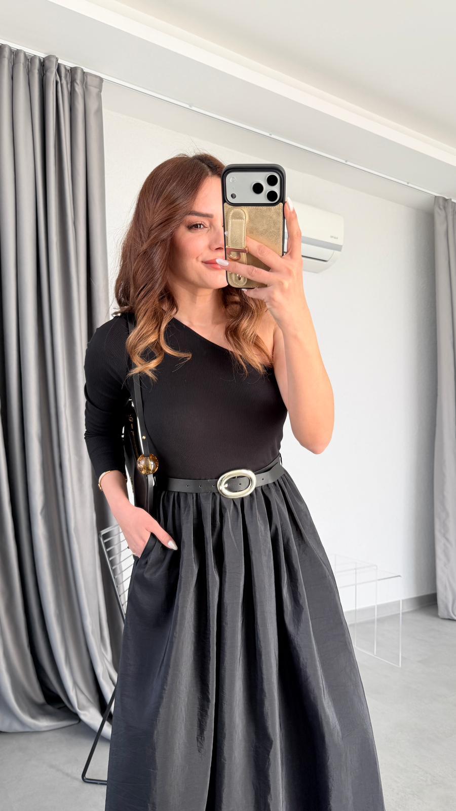 Tek Omuz Detaylı Paraşüt Elbise