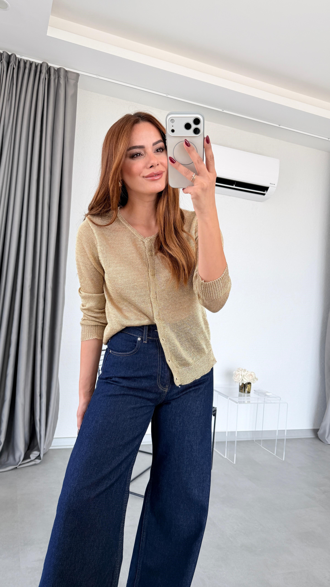 Gold Lohan Metalik İplik Basic Hırka