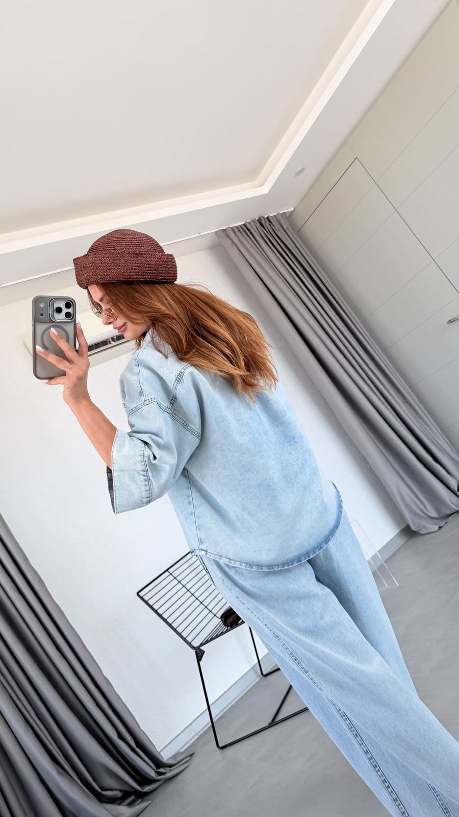 Açık Mavi Freve Gömlek Pantolon Denim Takım
