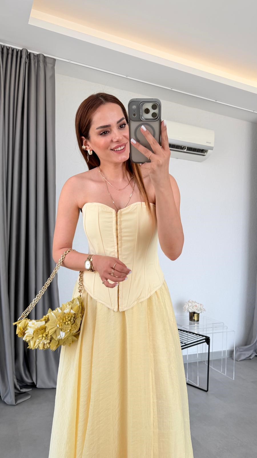 Sarı Galanthia Korsajlı Büstiyer