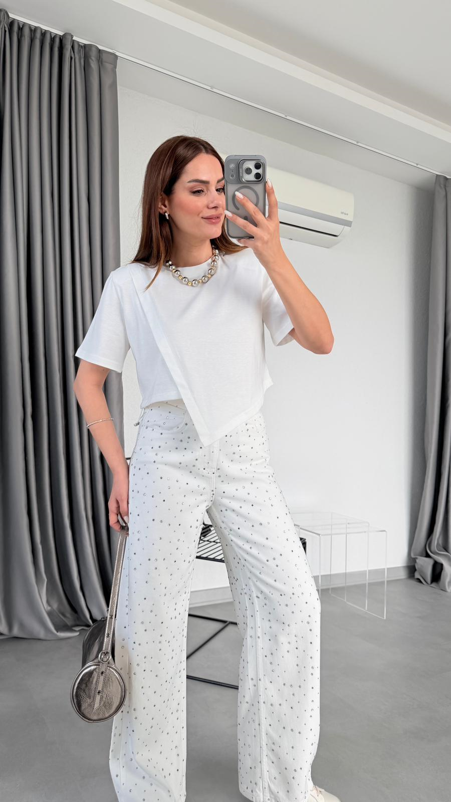 Arden Taş Detaylı Palazo Pantolon