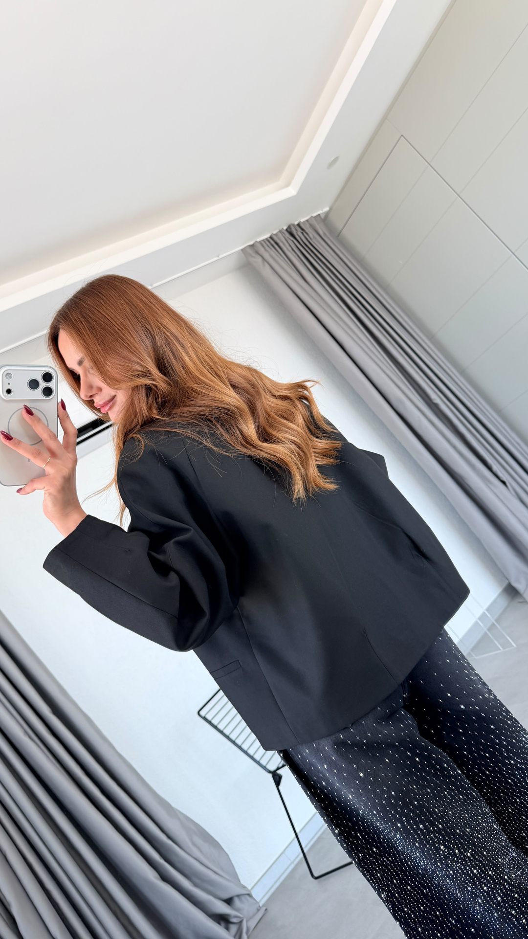 Siyah Nola Balon Kol Blazer Ceket