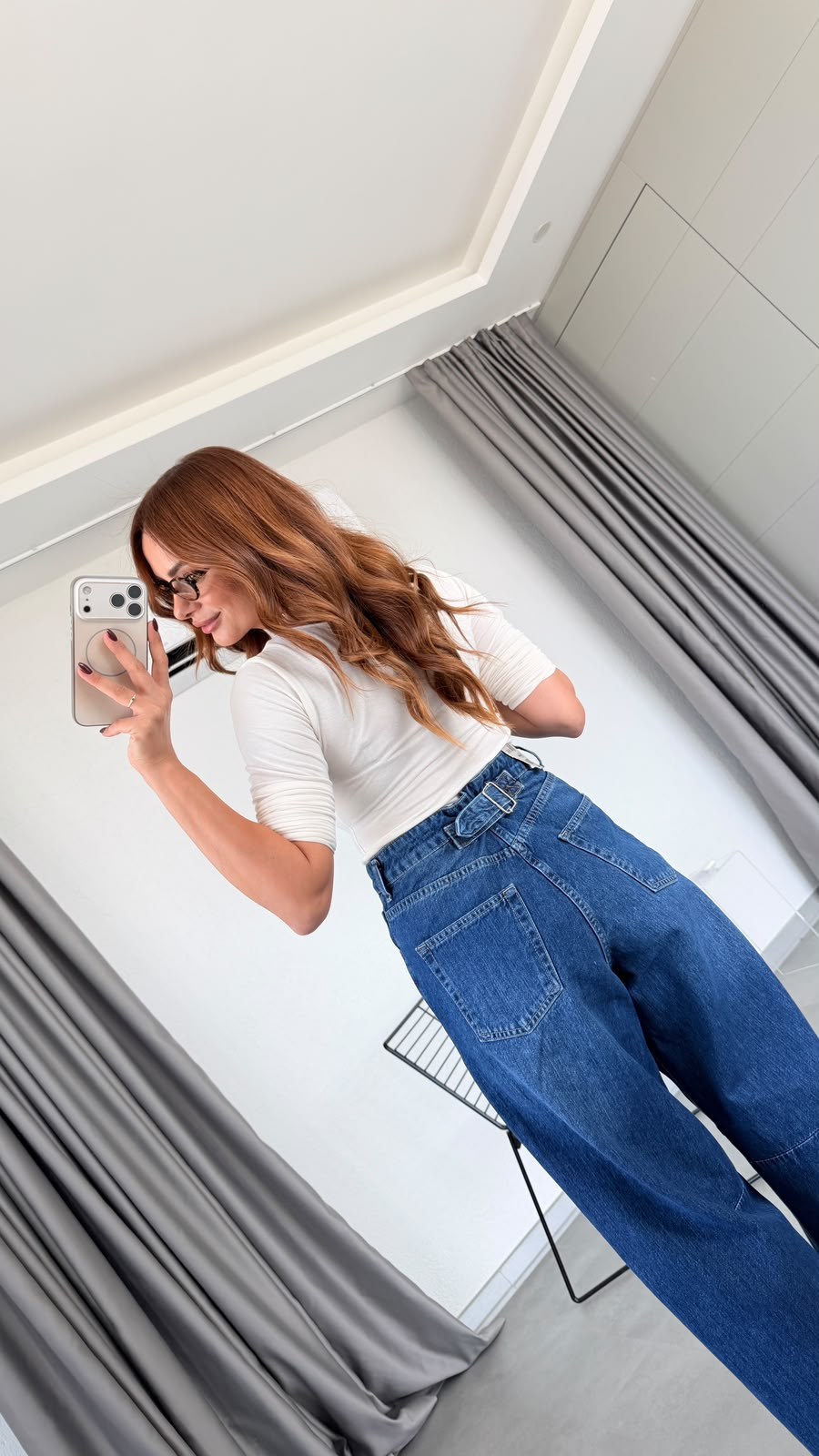 Lacivert Henza Bel Detaylı Jean
