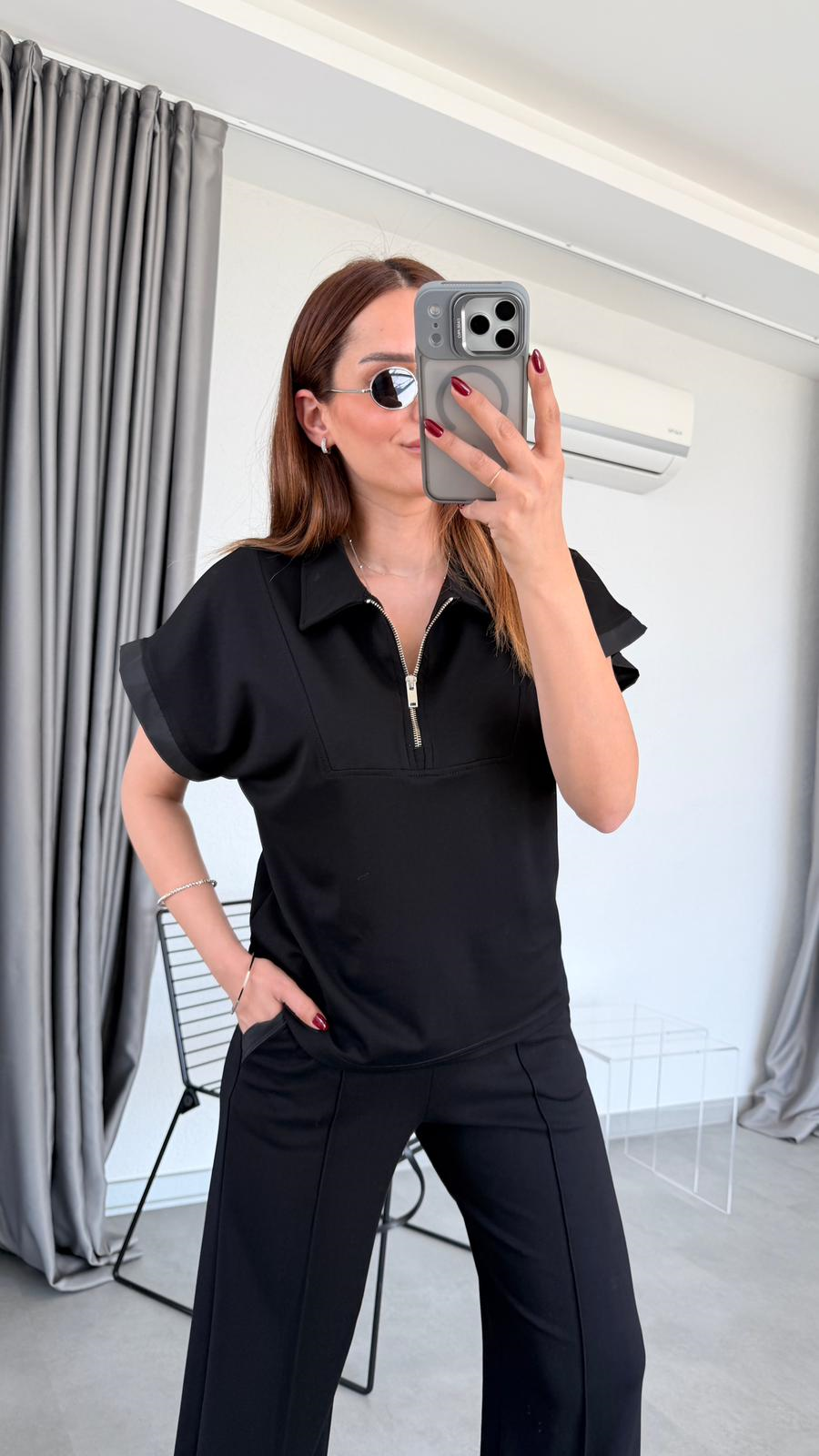 Tiana Polo Yaka Yarım Fermuarlı Sweat Pantolon Takım