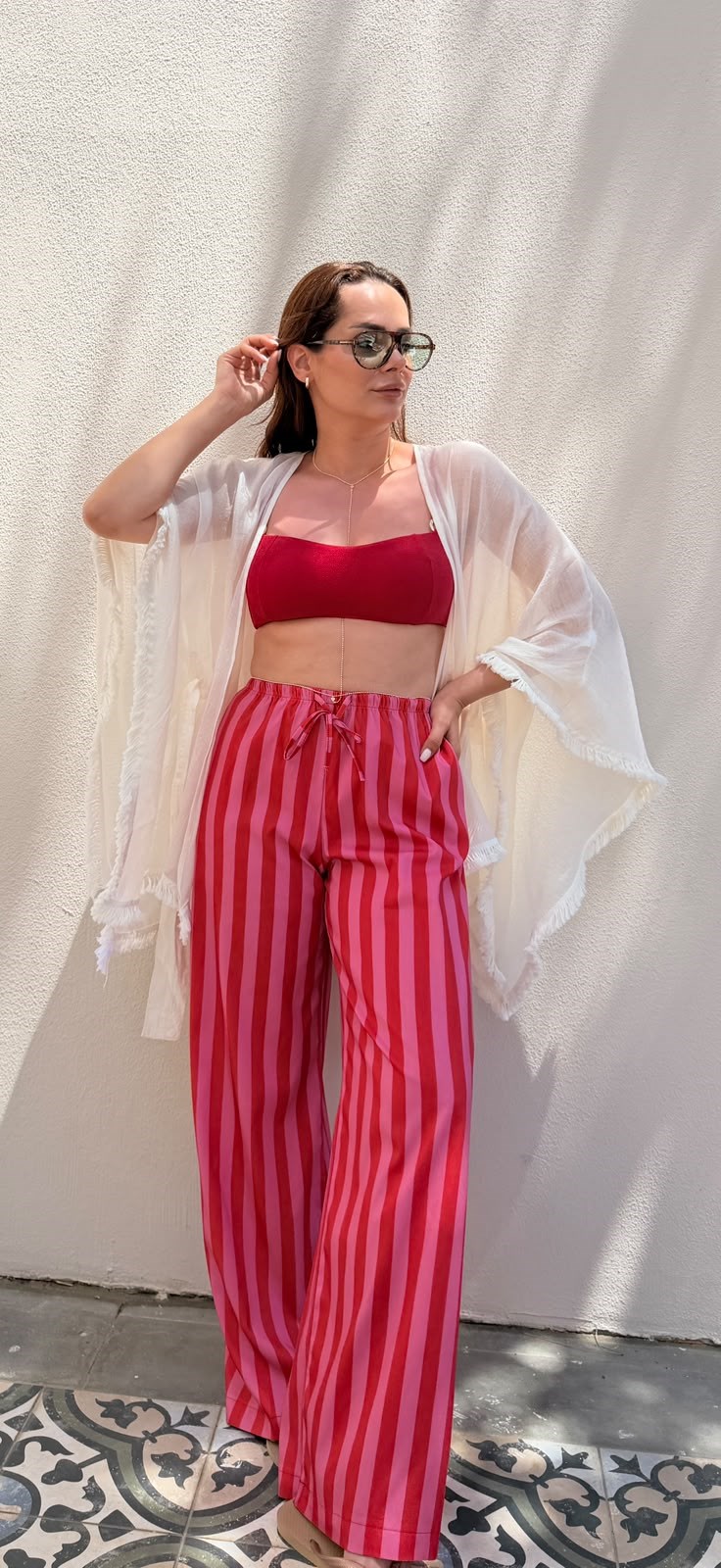 Ekru Costa Püsküllü Kimono