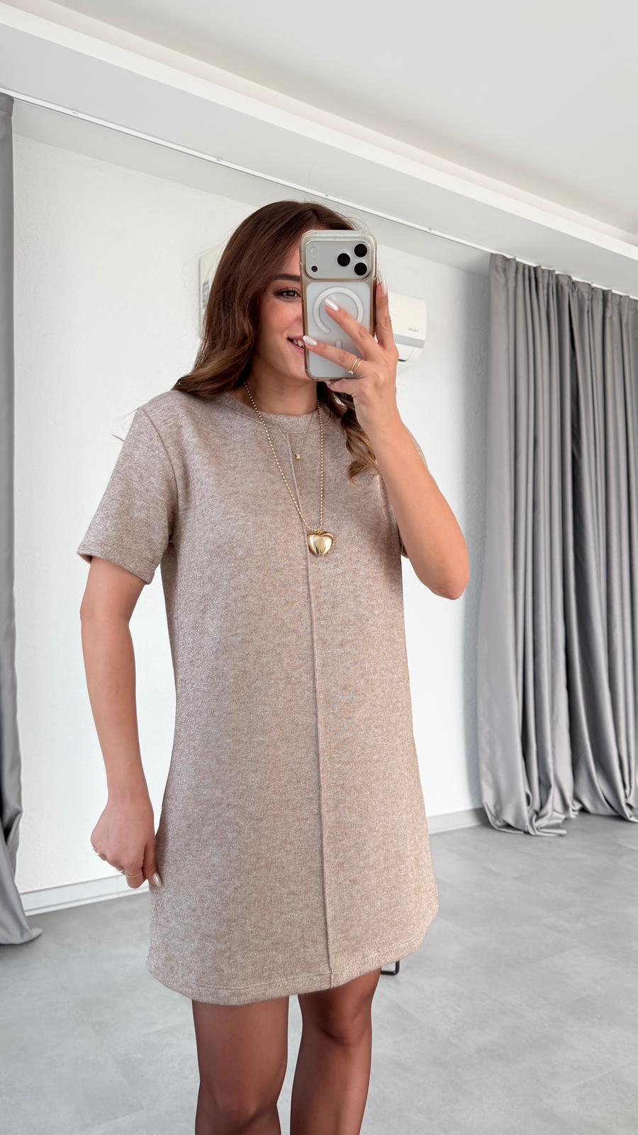 Ön Dikiş Detaylı Kısa Kollu Mini Elbise