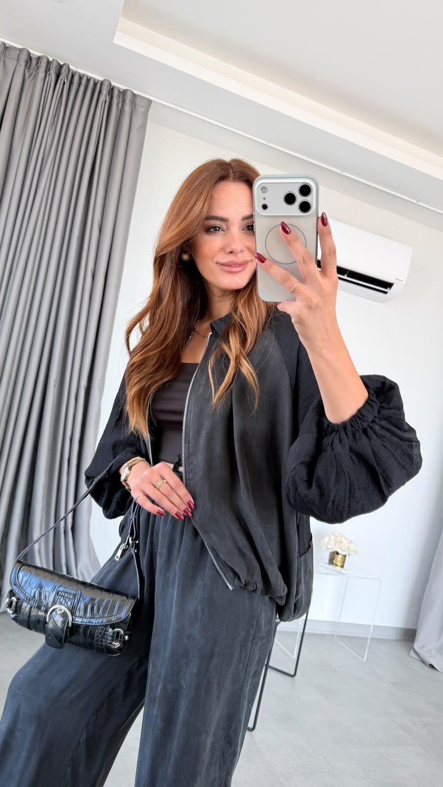 Siyah Bomber Ceket Pantolon Takım