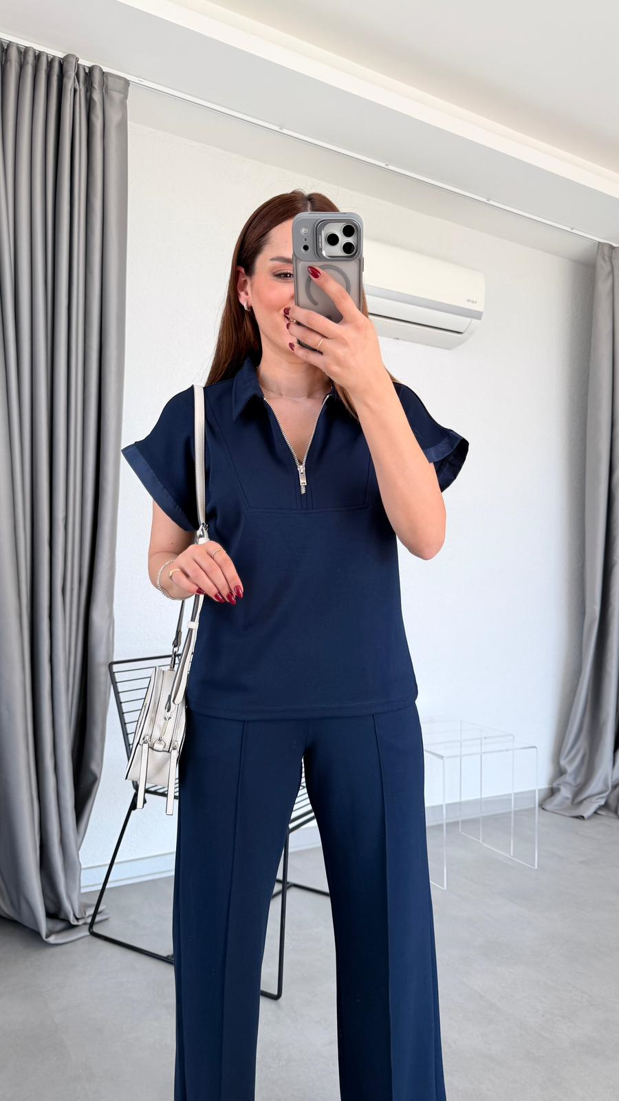 Tiana Polo Yaka Yarım Fermuarlı Sweat Pantolon Takım