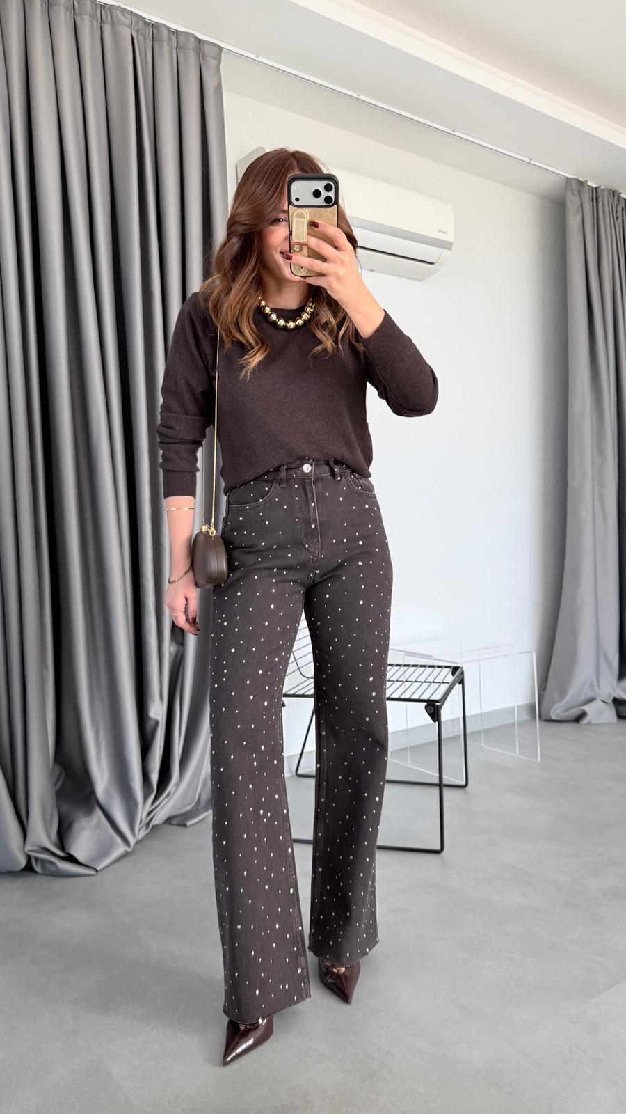 Eliza İri Taşlı Palazzo Pantolon