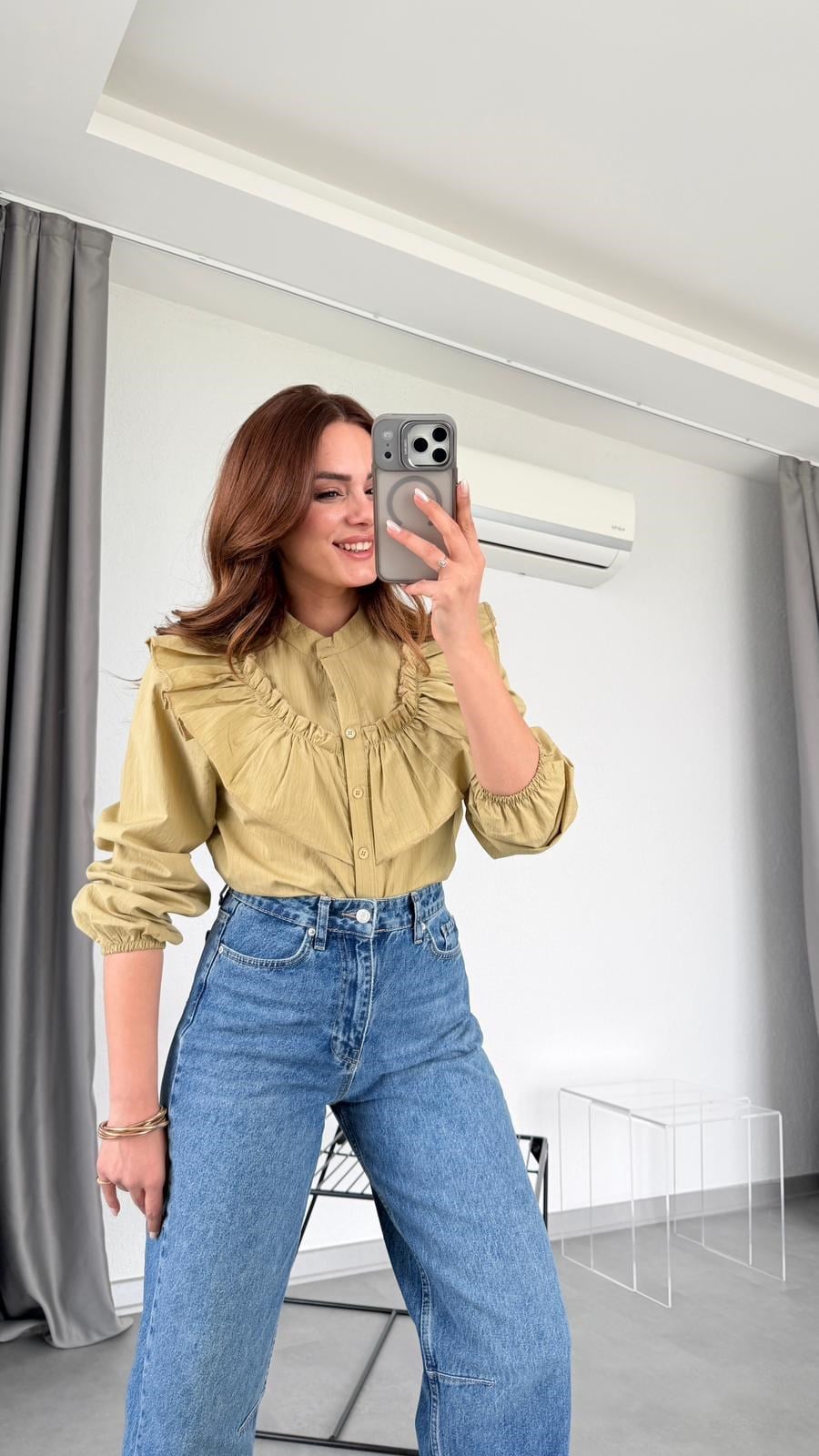 Katarina Çizgili Fırfırlı Gömlek