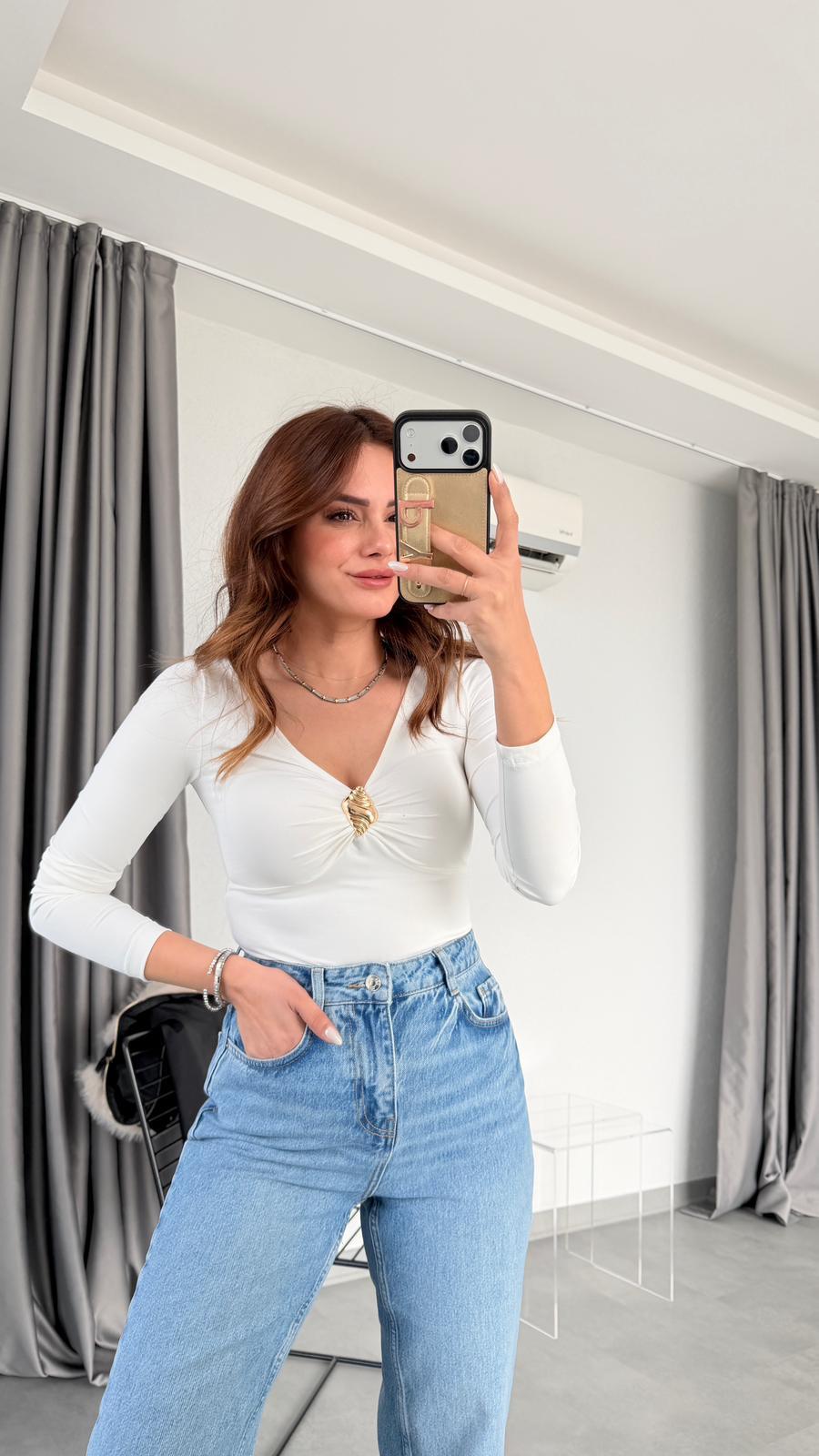 Diego Önü Tokalı Bodysuit