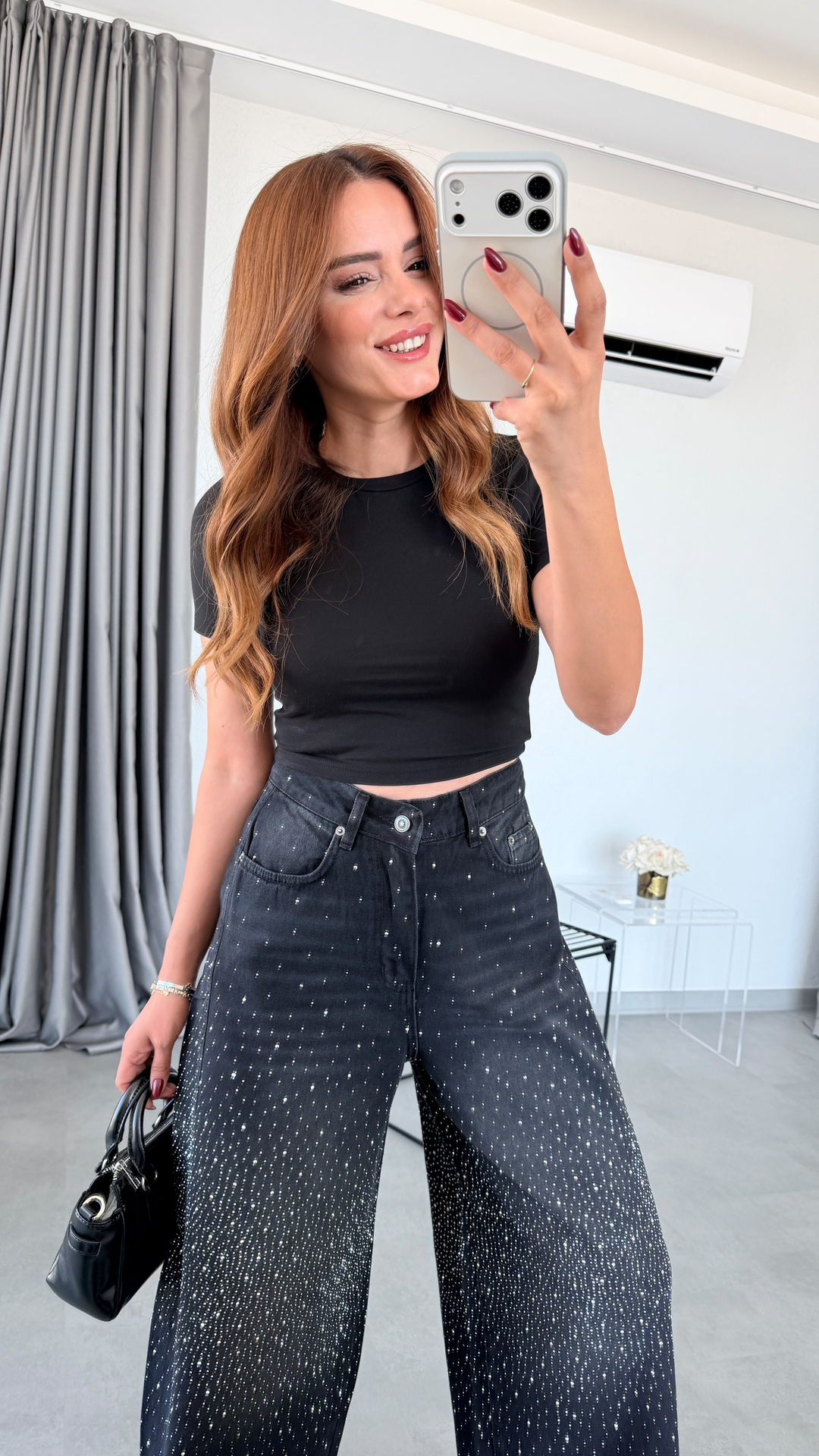 Siyah Nola Crop T-shirt