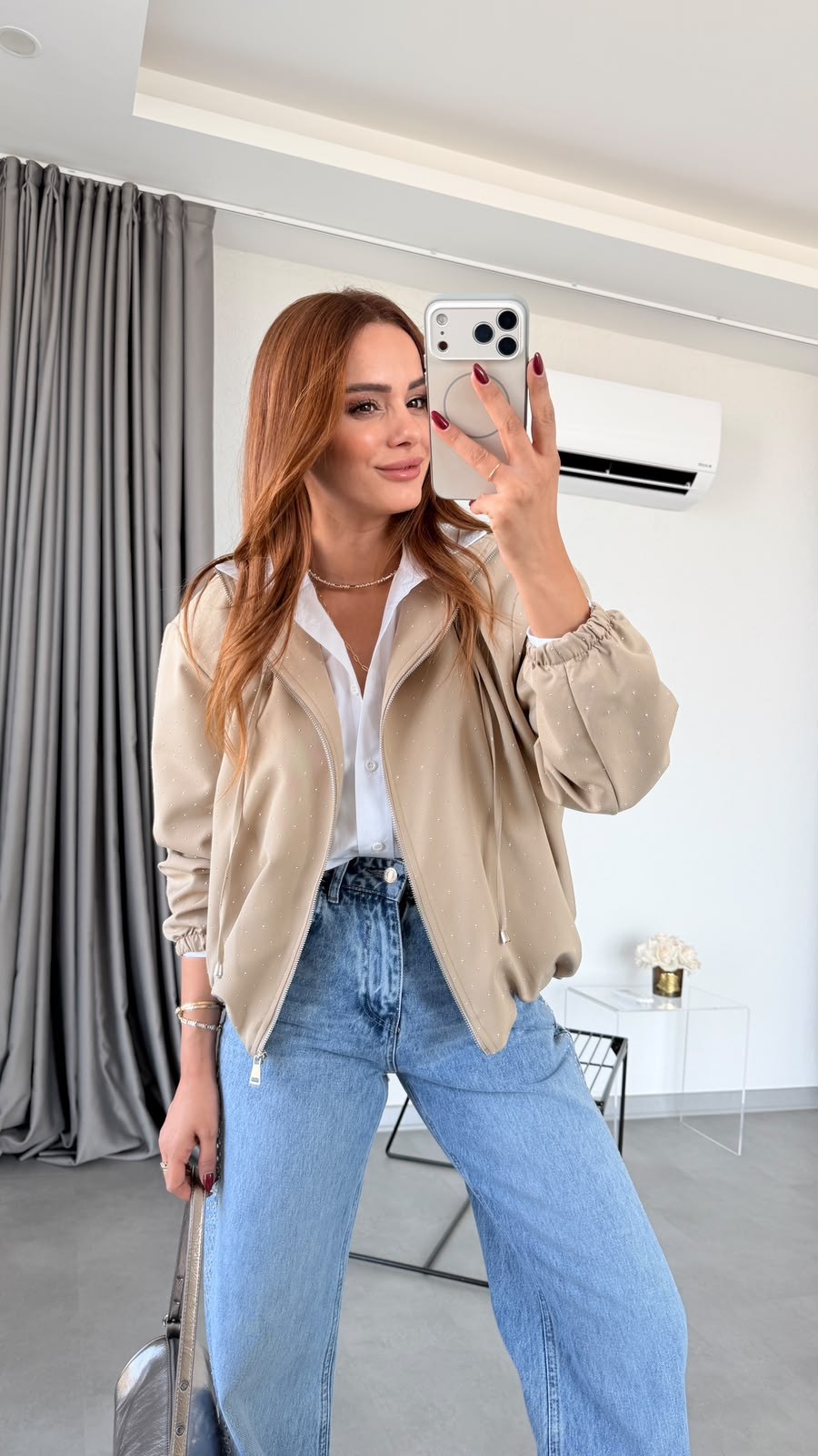 Camel Harlow Taşlı Bomber Ceket