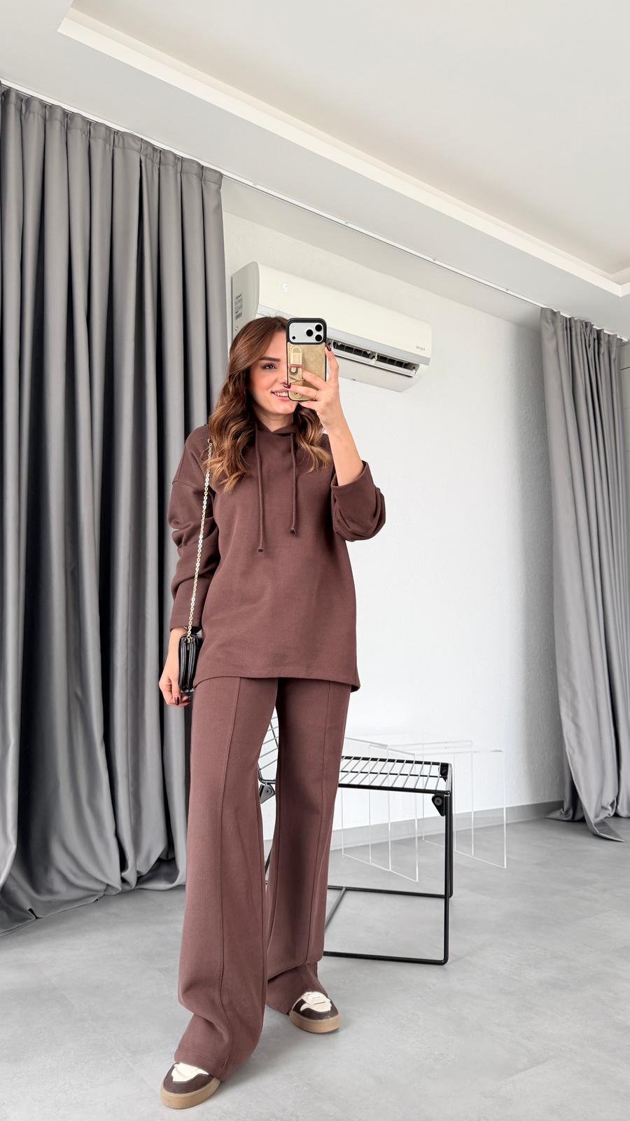 Diana Kapşonlu Triko Takım