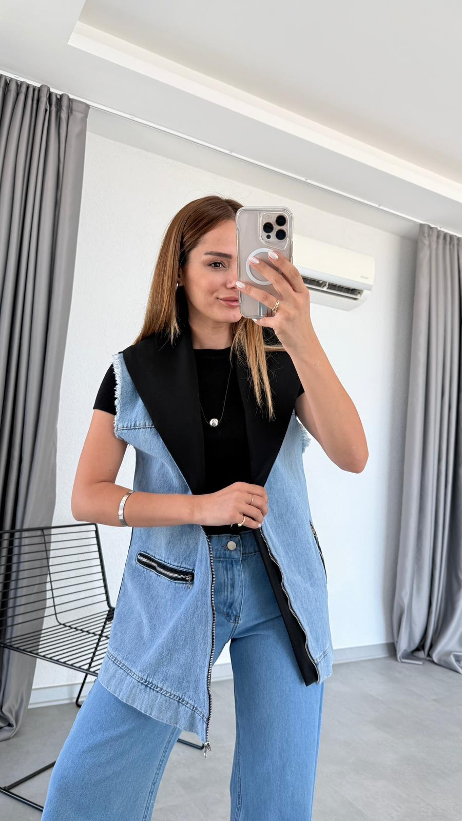 Denim Poliviskon Yelek