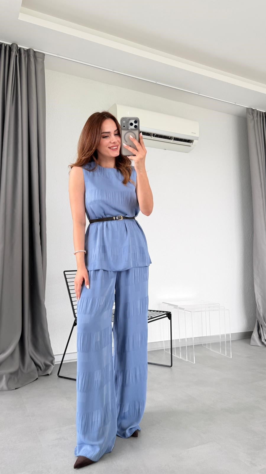 Mavi Serby Kemer Detaylı Atlet Pantolon Takım