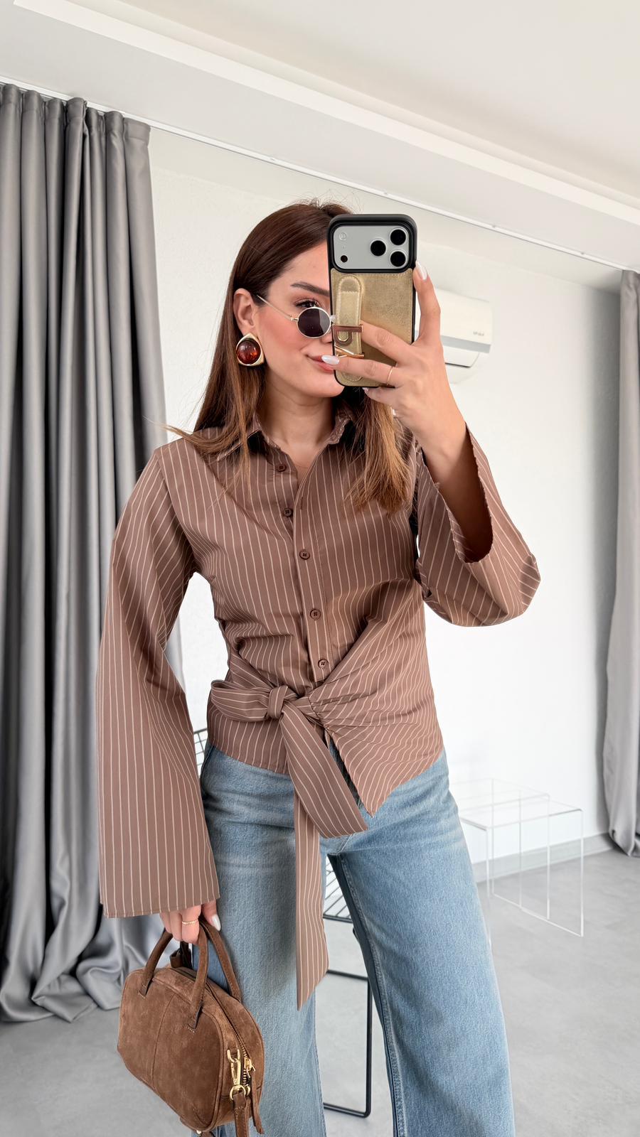 Firmino Çizgili Bağlamalı Gömlek