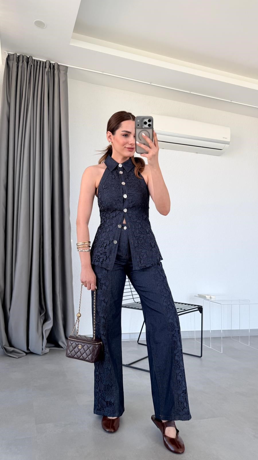 Lacivert Oslo Dantel Detaylı Jean