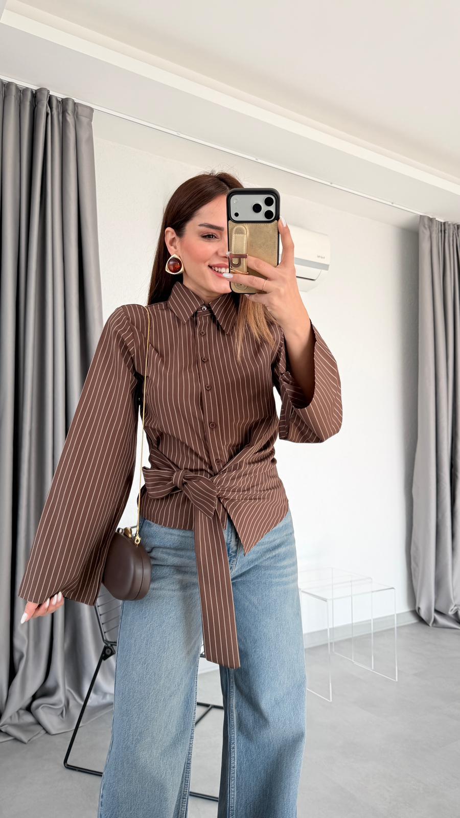 Firmino Çizgili Bağlamalı Gömlek