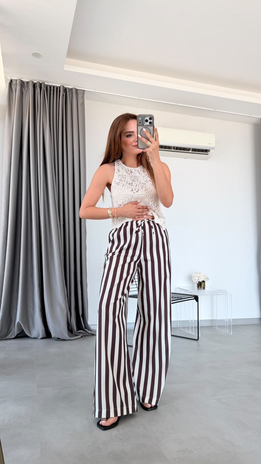 Kahve Ekru Roxel Bağlama Detaylı Pantolon