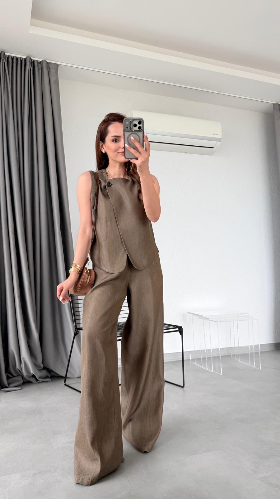 Kahverengi Jones Yelek Pantolon Takım