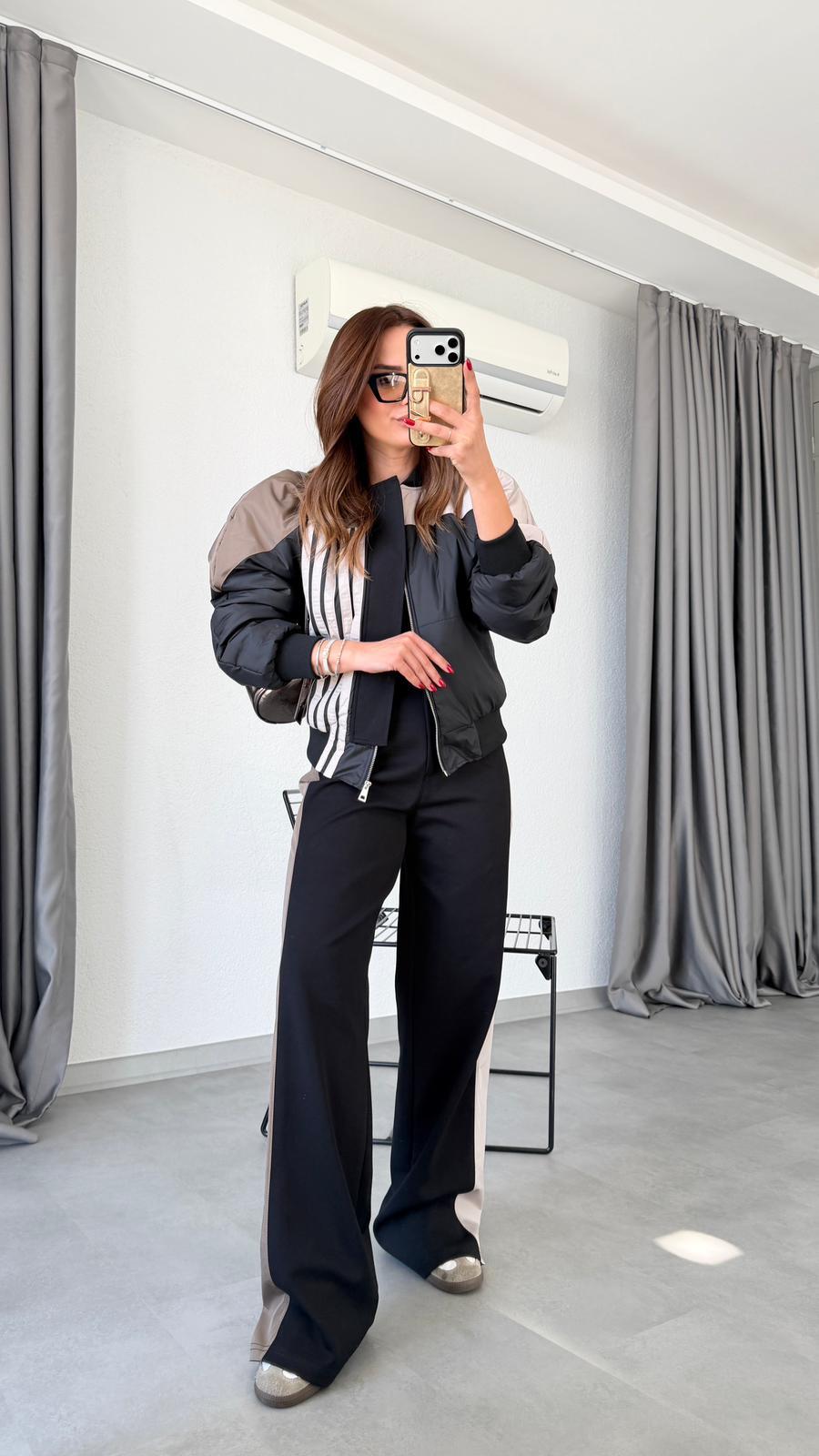 Bianca Şerit Detaylı Paraşüt Kumaş Takım