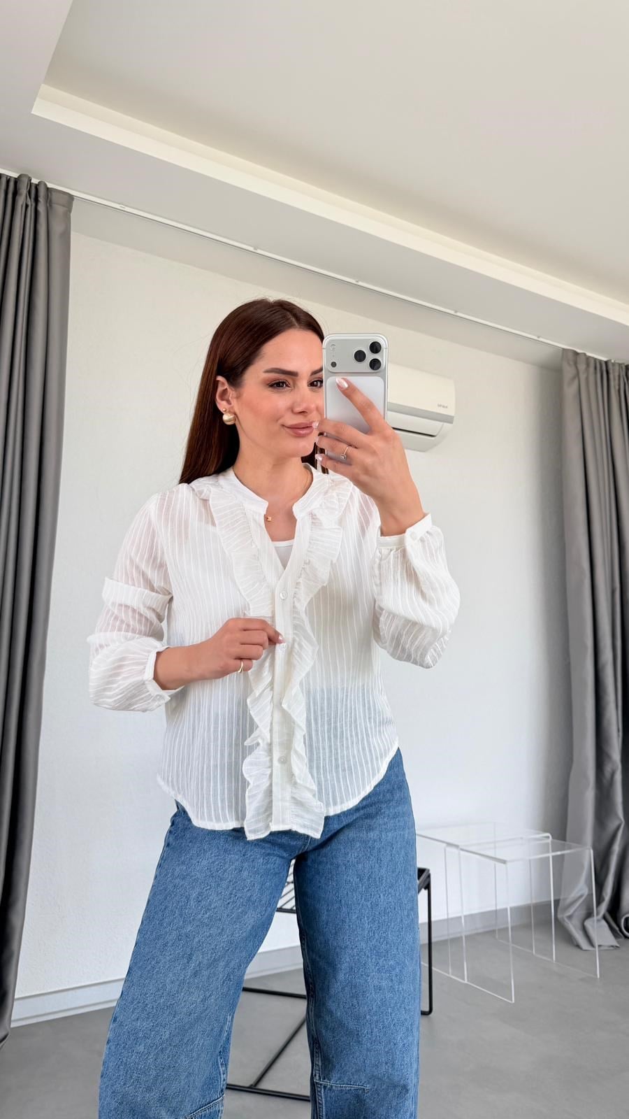 Bella Fırfır Detaylı Transparan Gömlek
