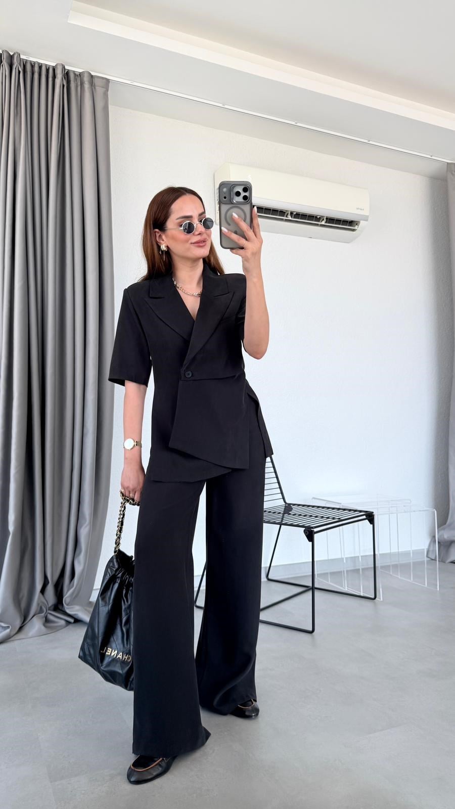 Siyah Anita Kısa Kol Ceket Pantolon Takım