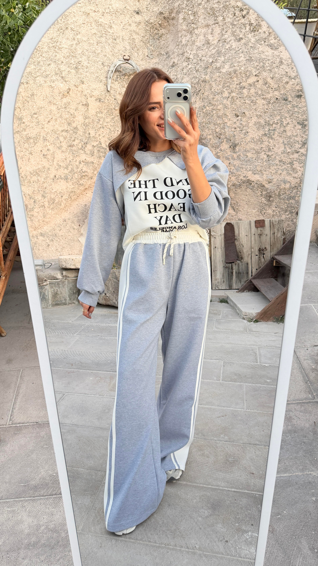 Match Detaylı Baskılı Sweatshirt Pantolon Takım 