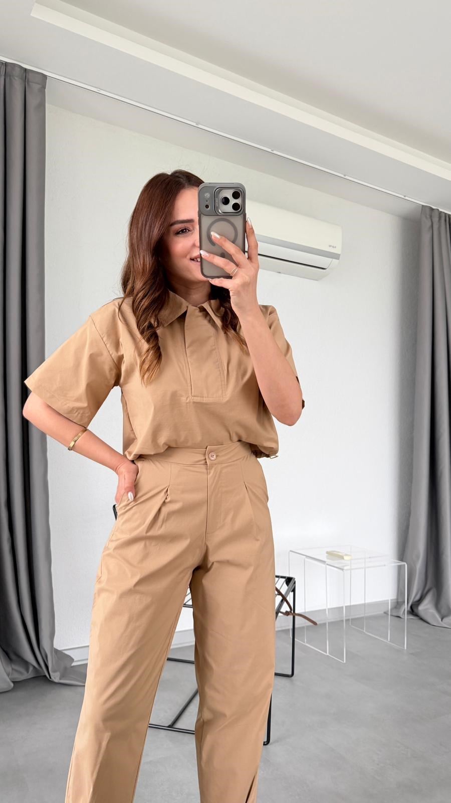 Latte Adriana Polo Yaka Kısa Kol Bluz