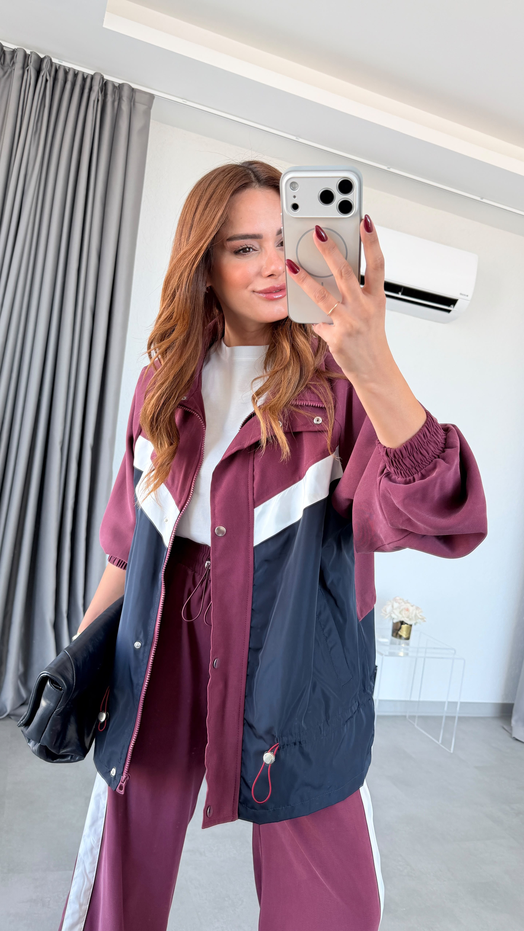 Bordo Montero Bağlama Detaylı Ceket