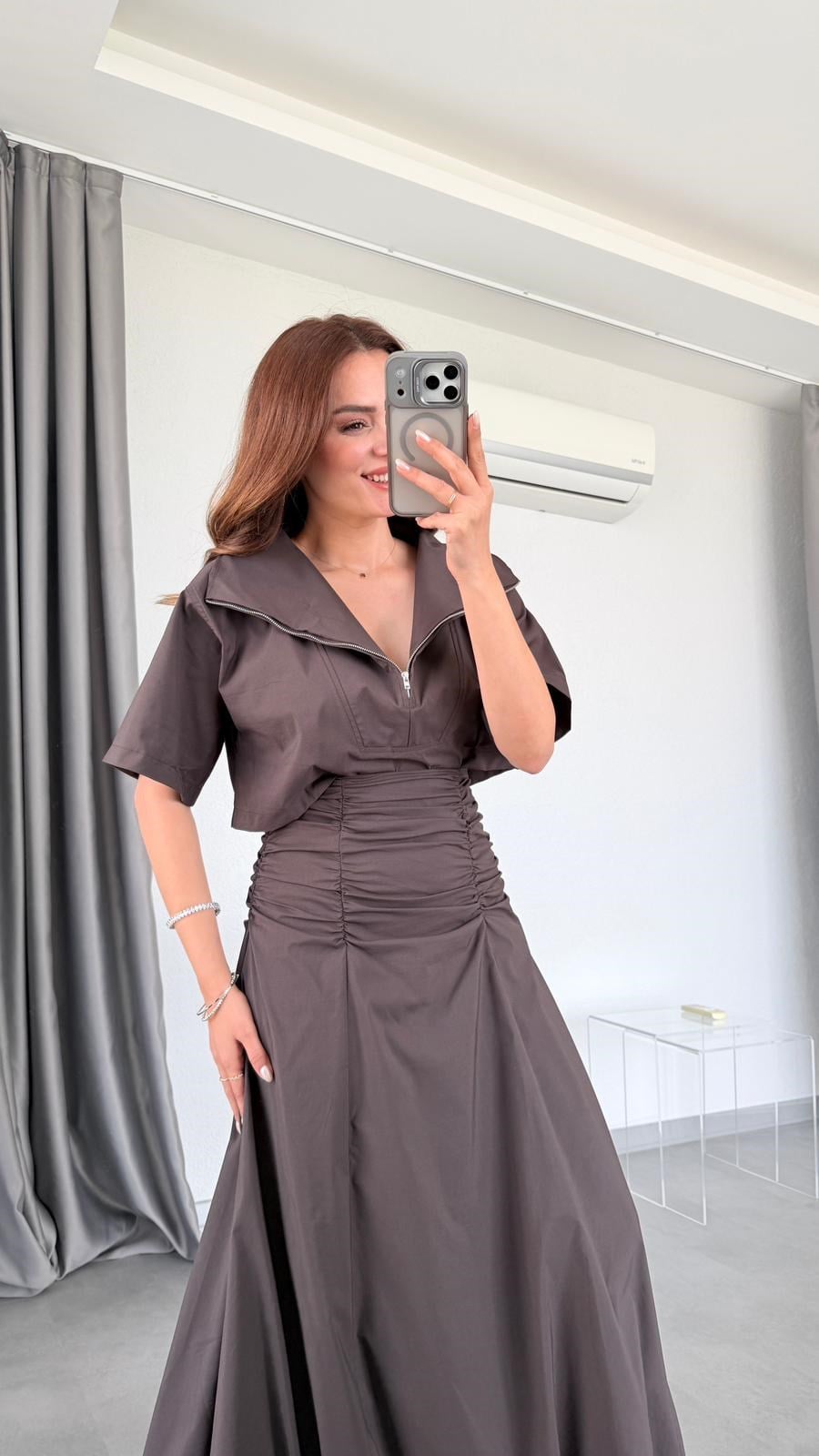 Frankfurt Fermuarlı Poplin Bluz