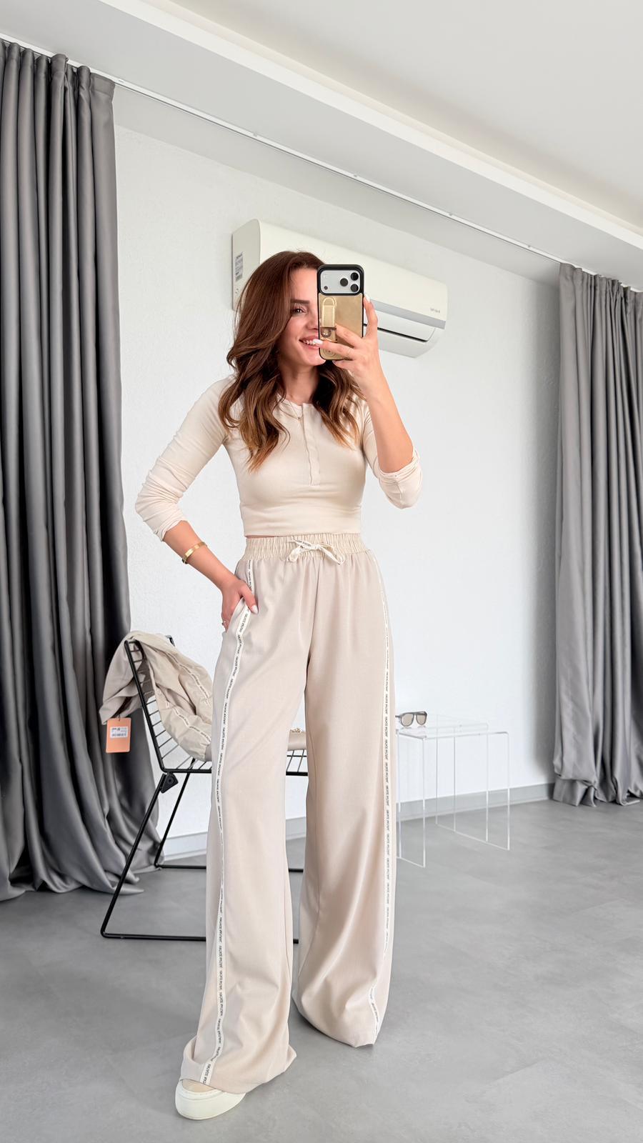 Vintage Şerit Detaylı Pantolon