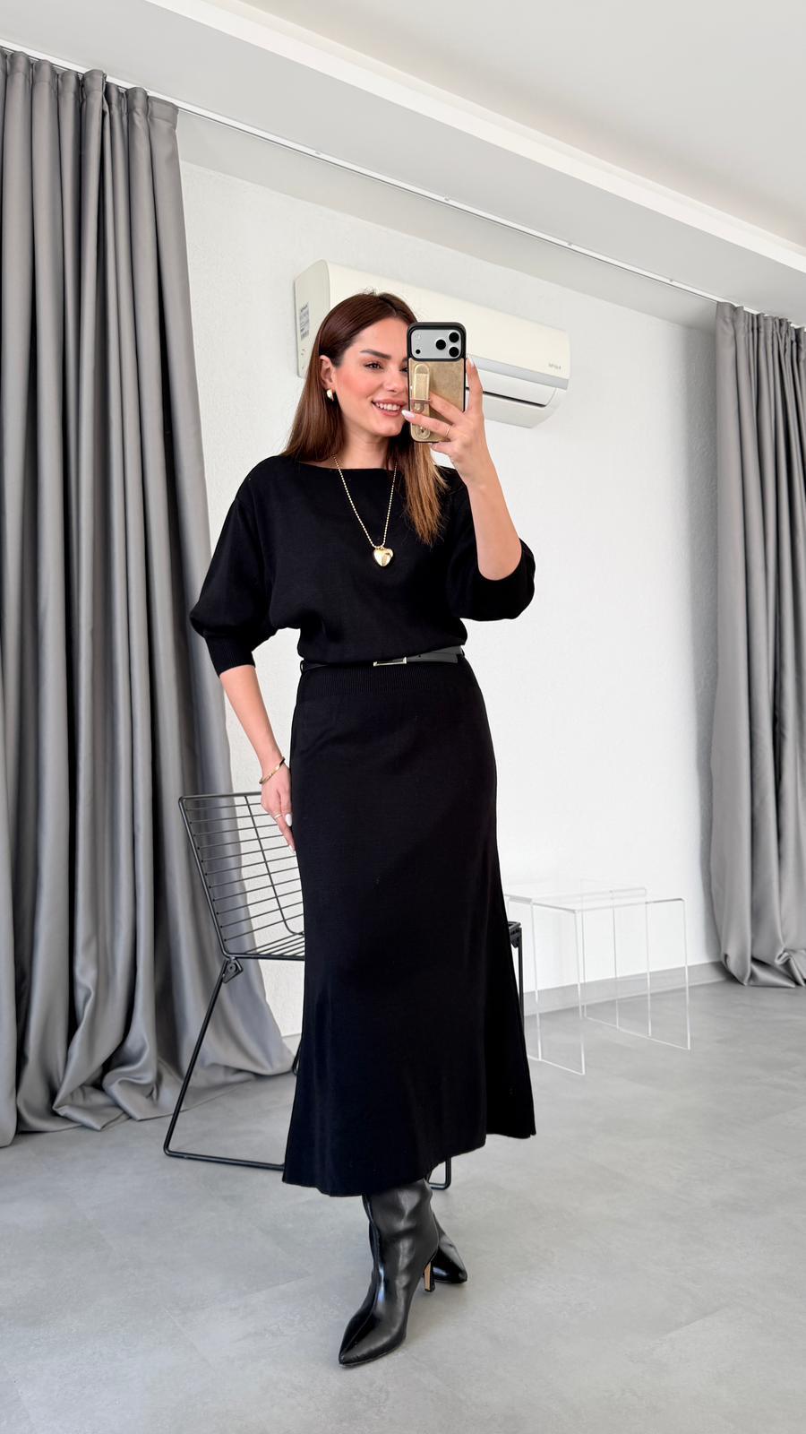 Focus Kemer Detaylı Triko Elbise