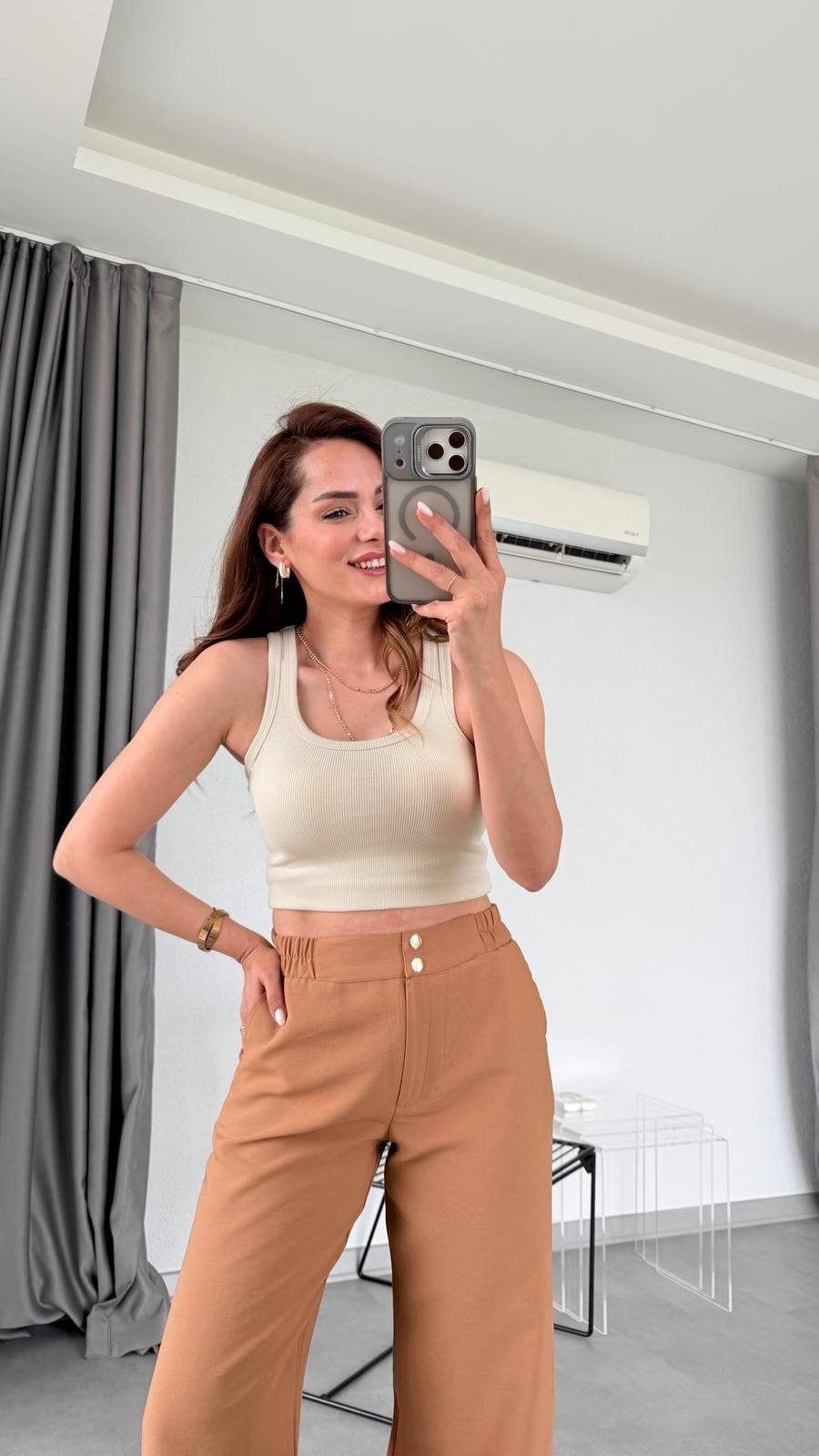 Bej Lina Kalın Askılı Atlet