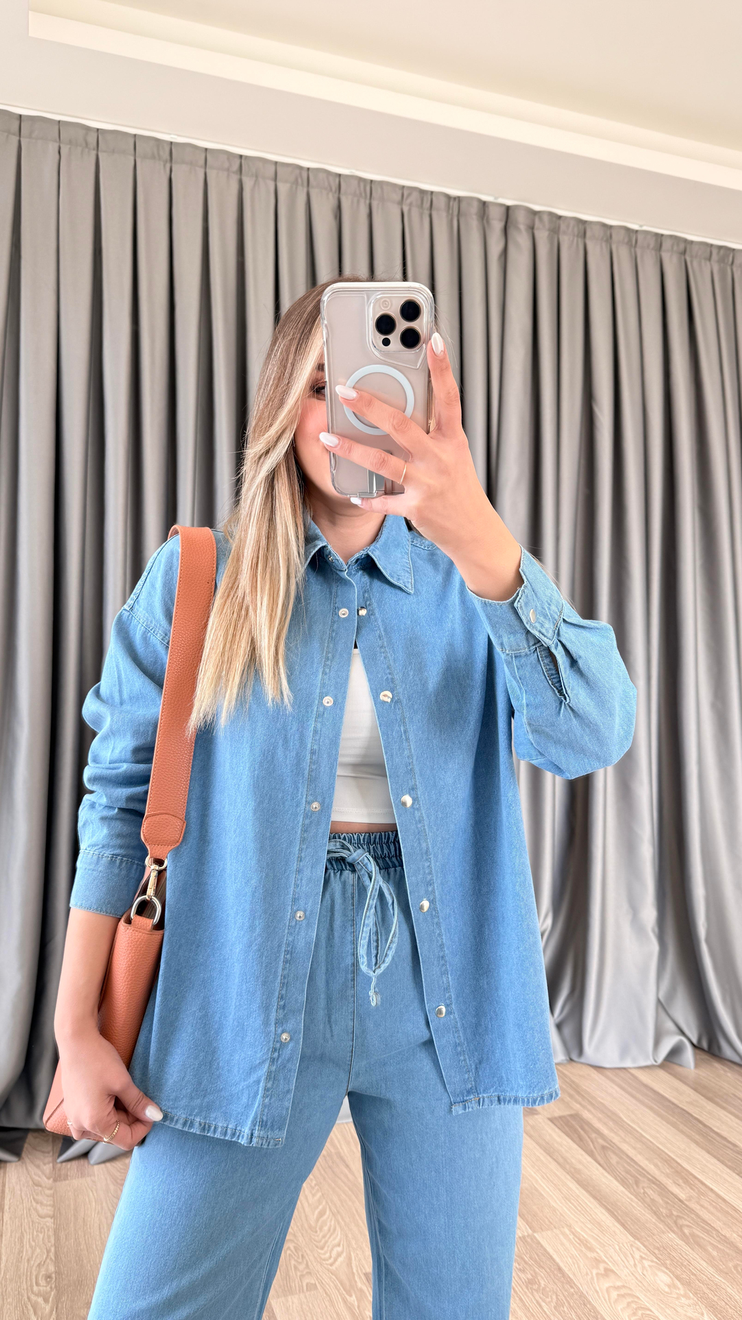 Diana Gömlek Beli Lastikli Pantolon Denim Takım