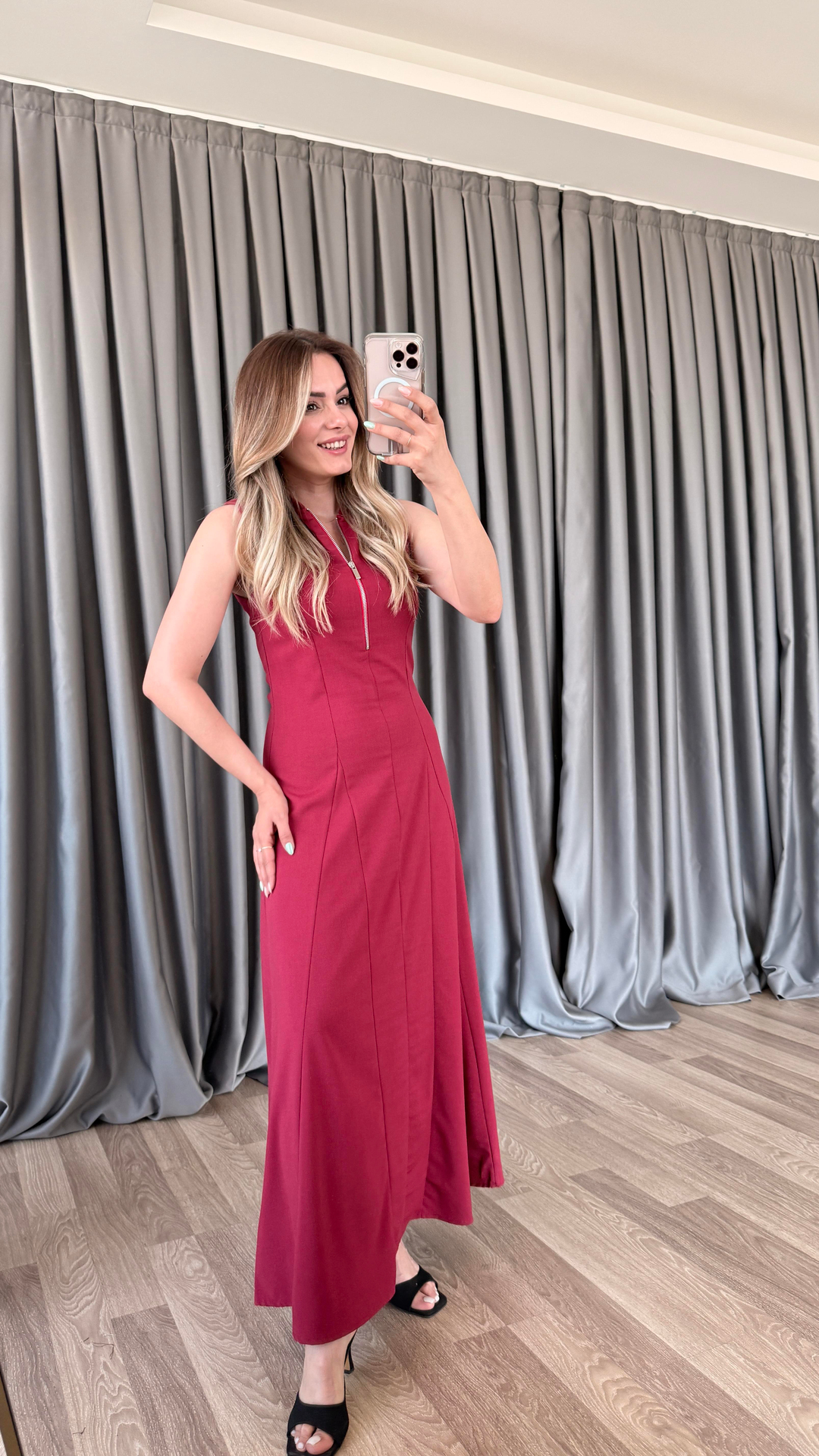 Janet Kolsuz Yarım Fermuarlı Elbise