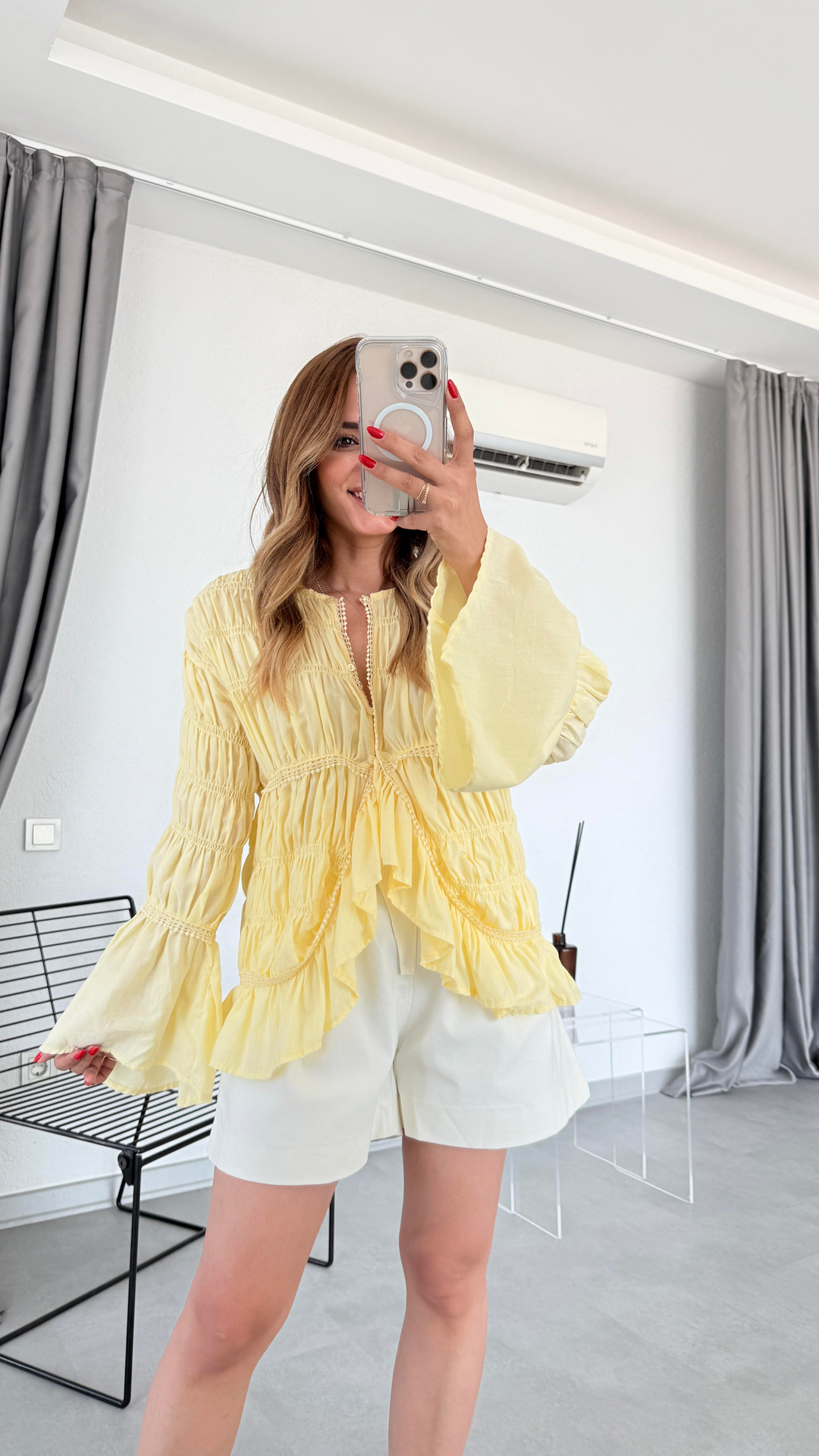 Pelin Yıldız Butik | Aura Güpür Detaylı Gipeli Gömlek | Kadın Giyim