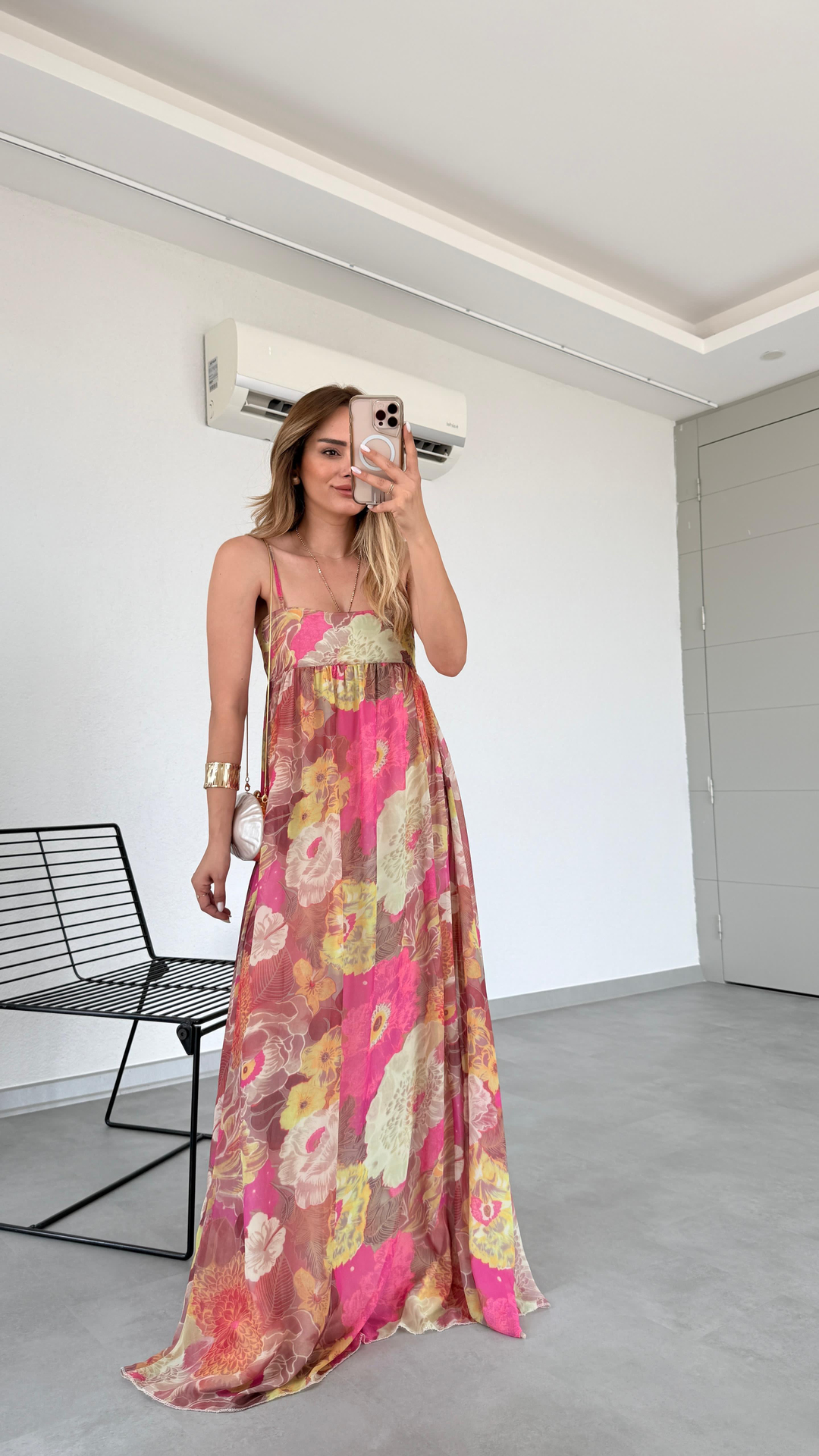Pelin Yıldız Butik | Baskılı İnce Askılı Desenli Elbise | Kadın Giyim 