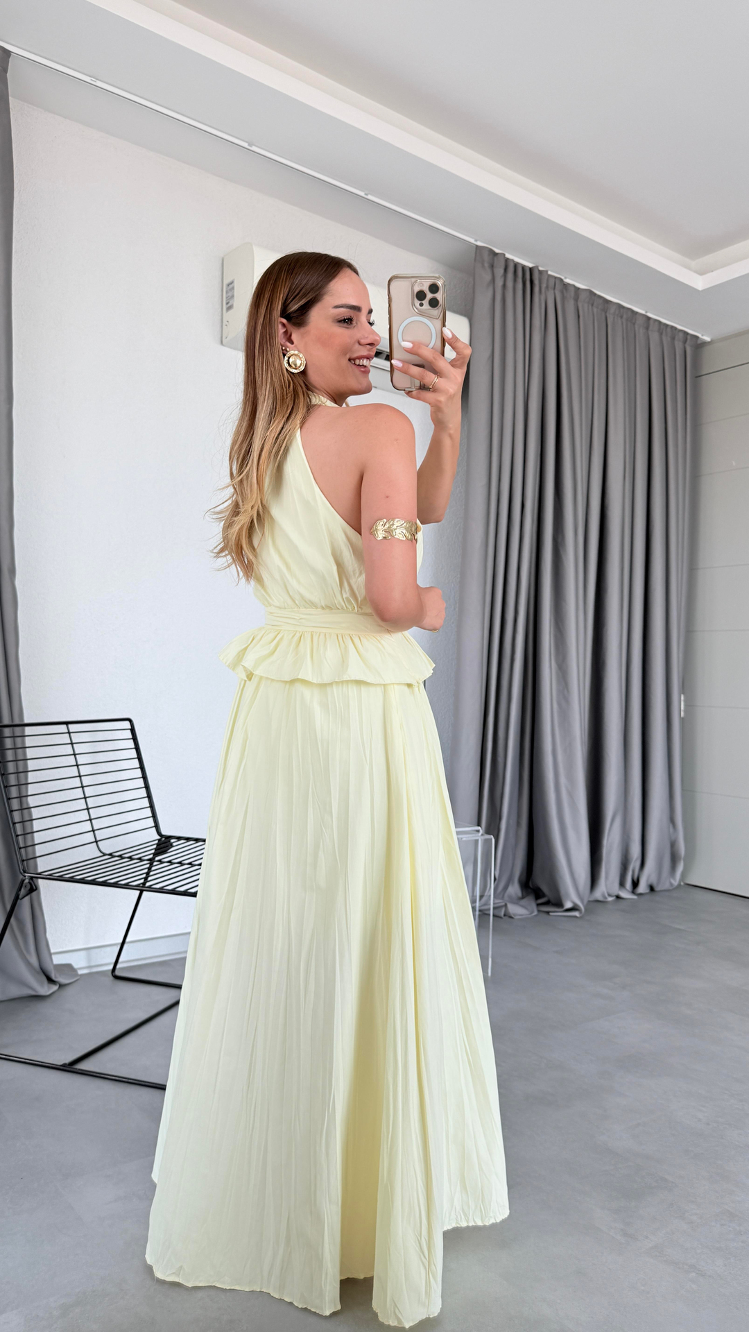 Pelin Yıldız Butik | Halter Yaka Bluz Etek Takım | Kadın Giyim