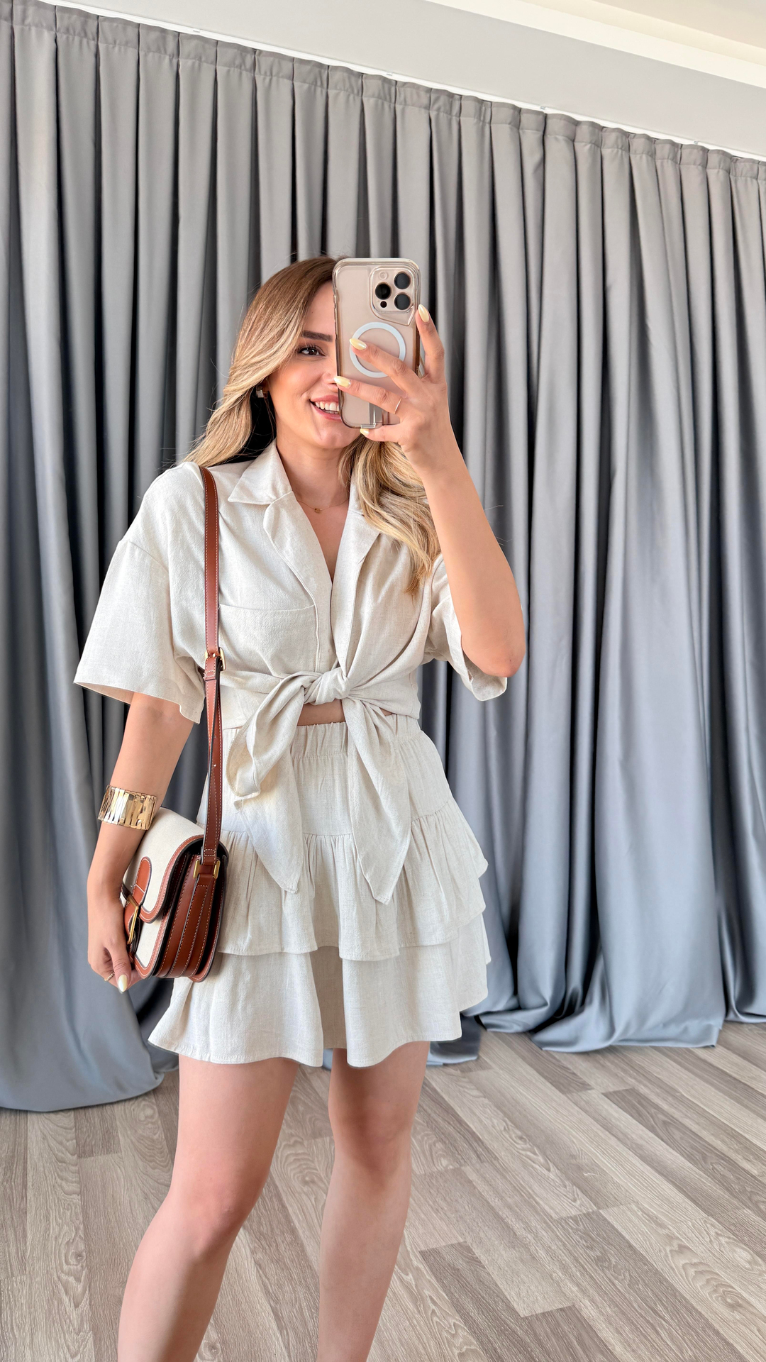 Pelin Yıldız Butik | Havana Keten Etek Gömlek Takım | Kadın Giyim
